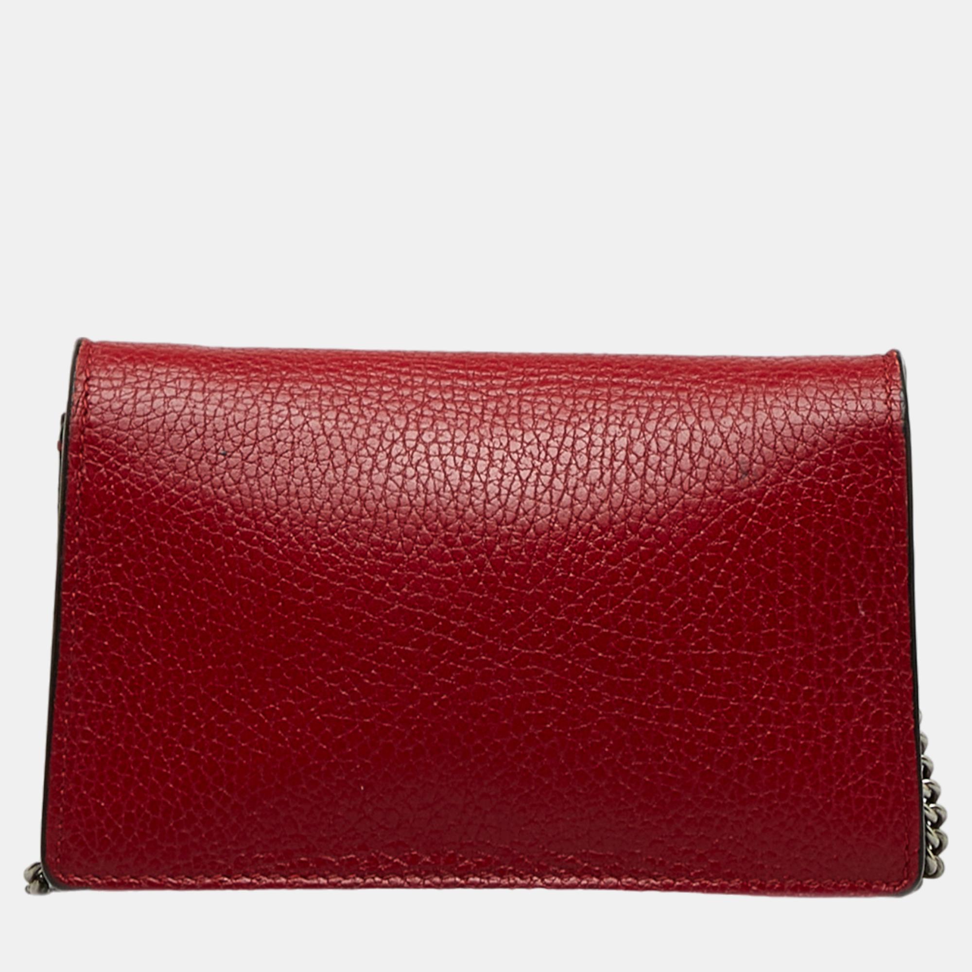 Gucci Red Super Mini Dionysus Leather Crossbody Bag