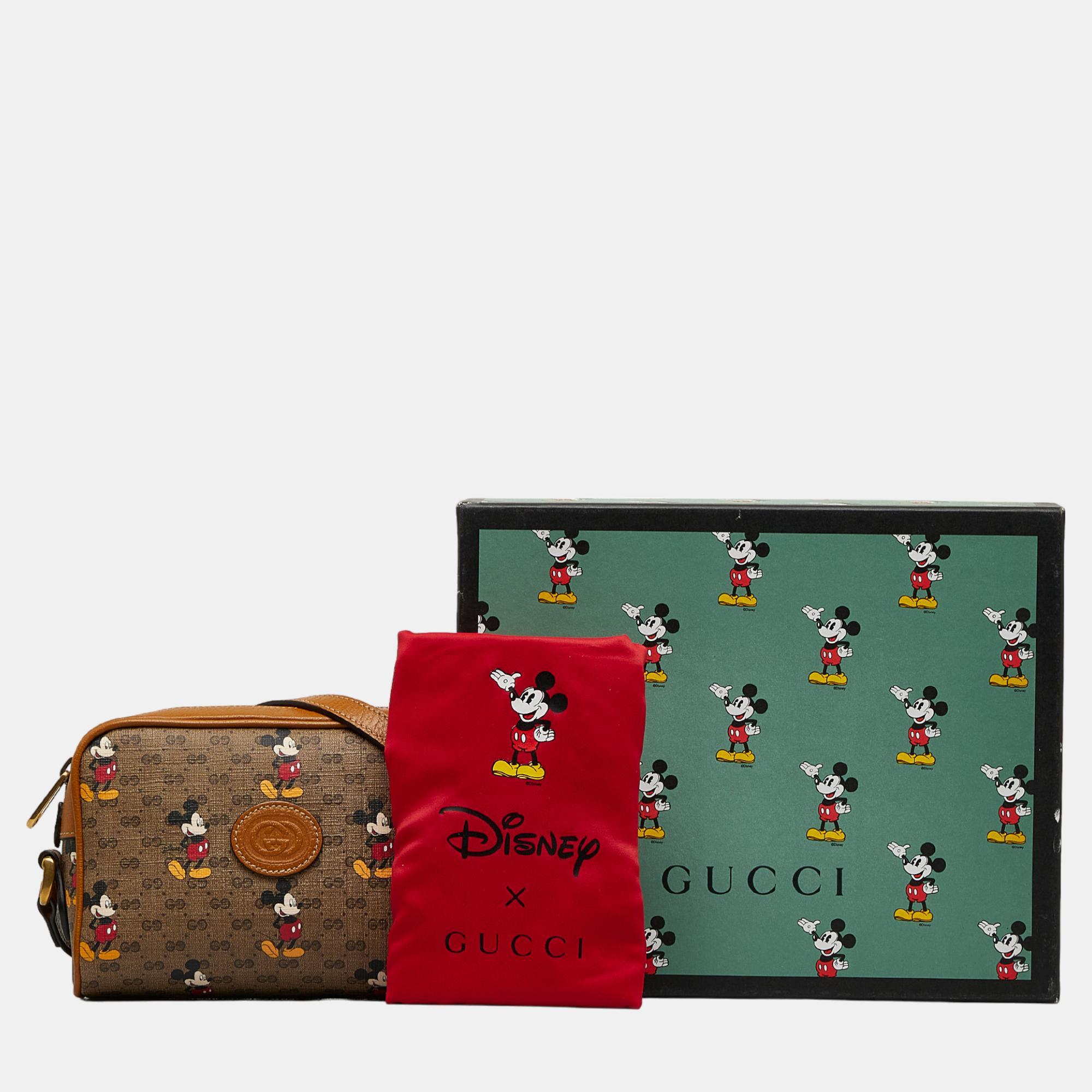 Gucci Brown Candy GG Mickey Mouse Crossbody Bag