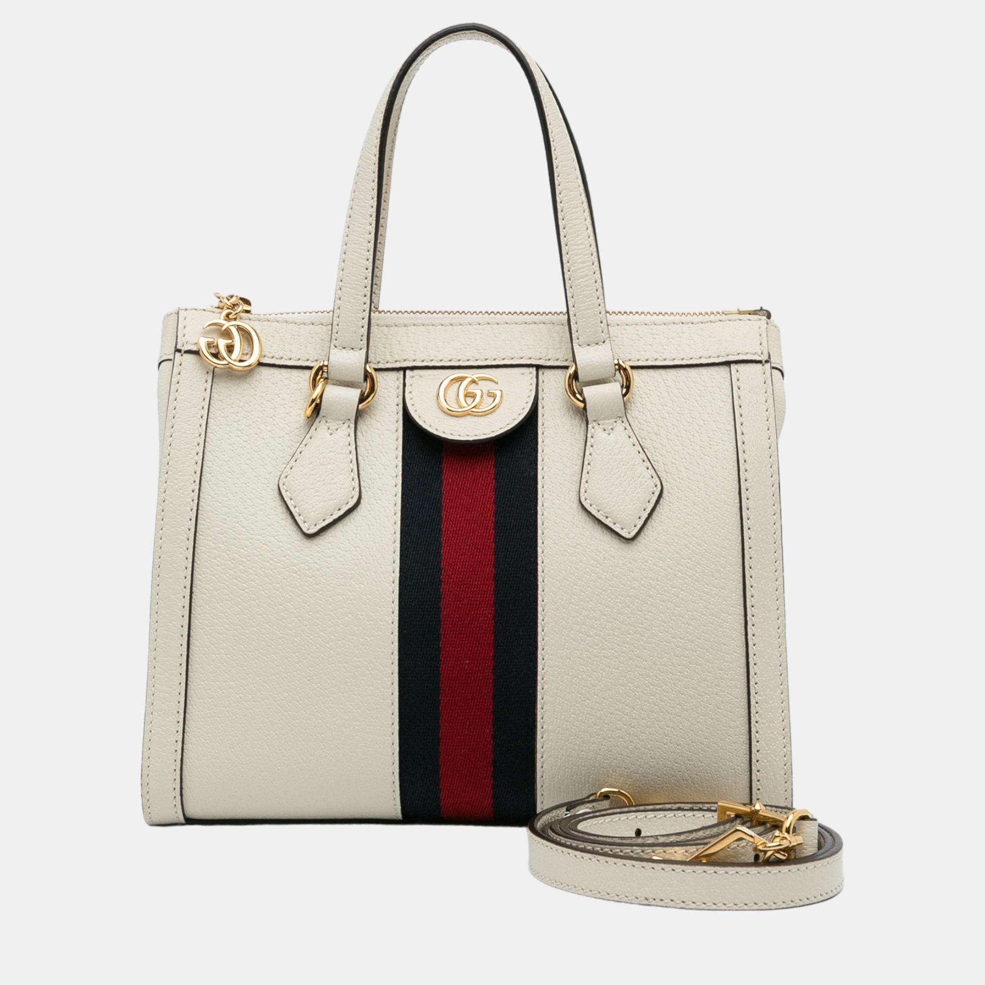 Gucci White Small Ophidia Leather Satchel