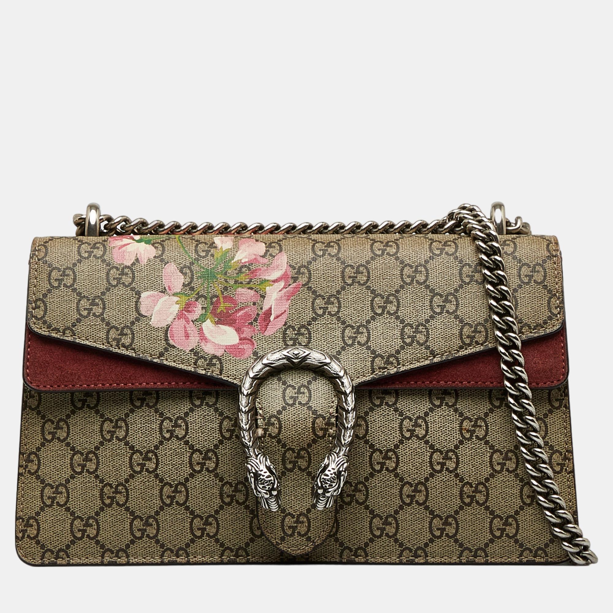 Gucci Beige/Brown Small GG Supreme Blooms Dionysus Shoulder Bag