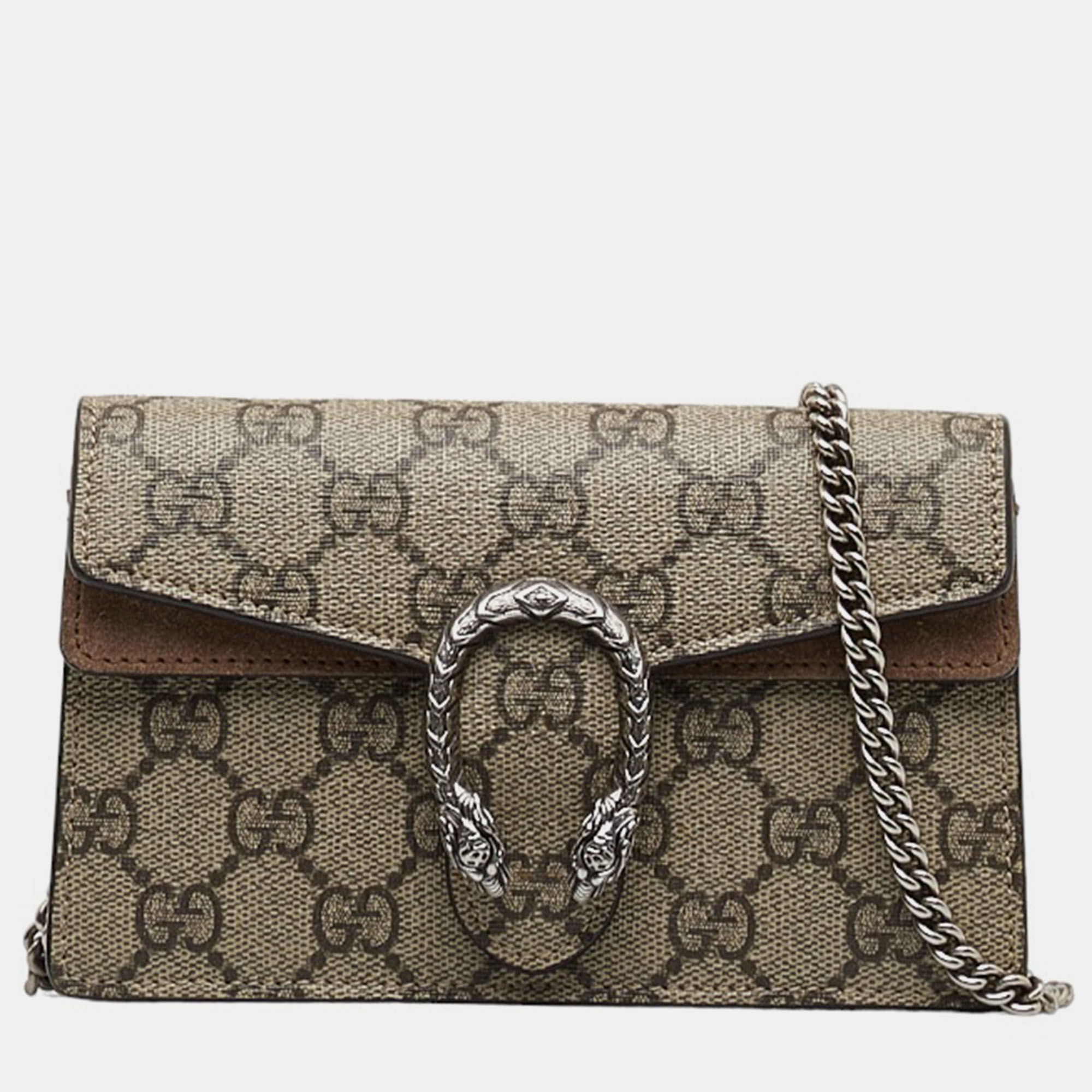 Gucci brown canvas gg supreme mini dionysus shoulder bag