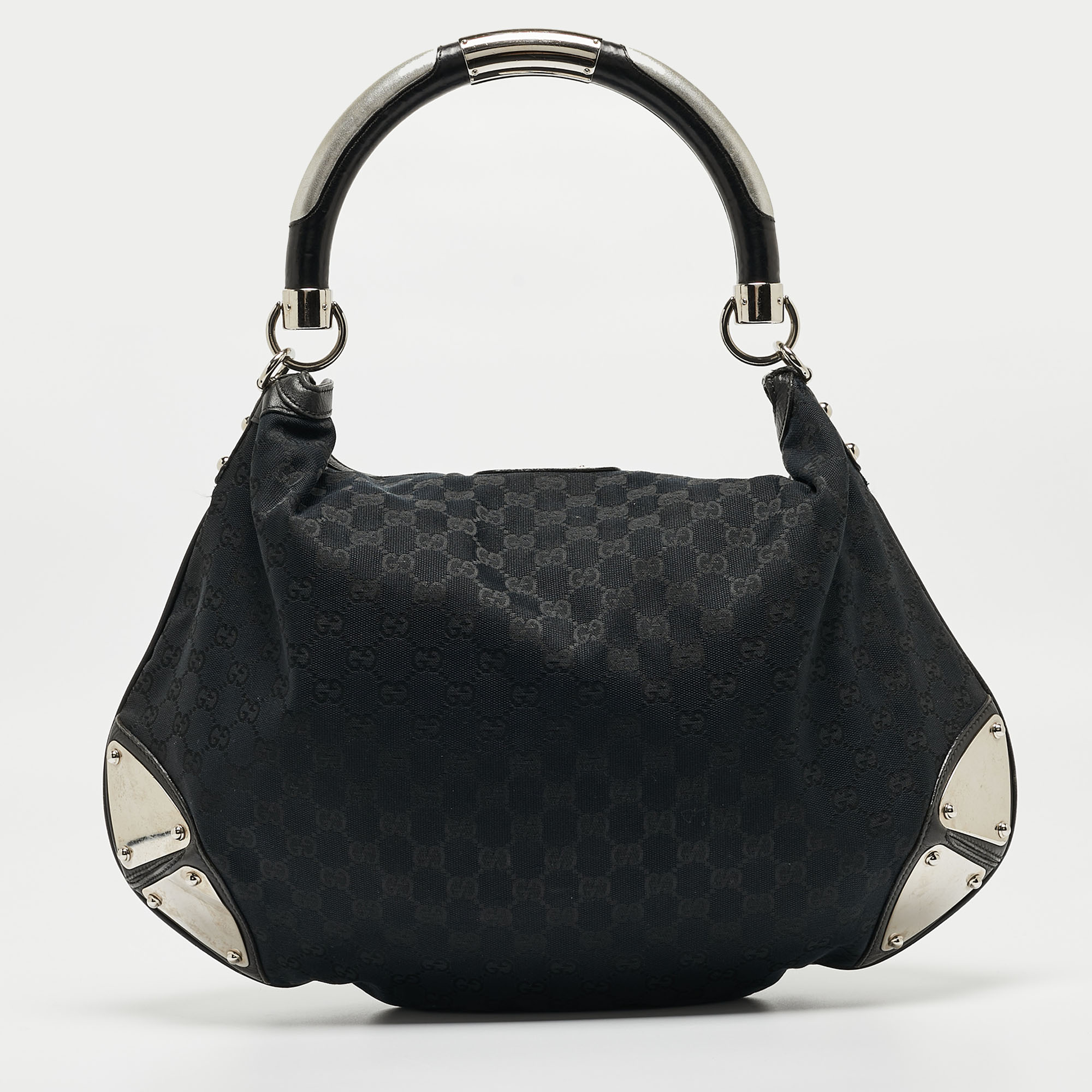 Gucci Black GG Canvas And Leather Large Babouska Indy Hobo