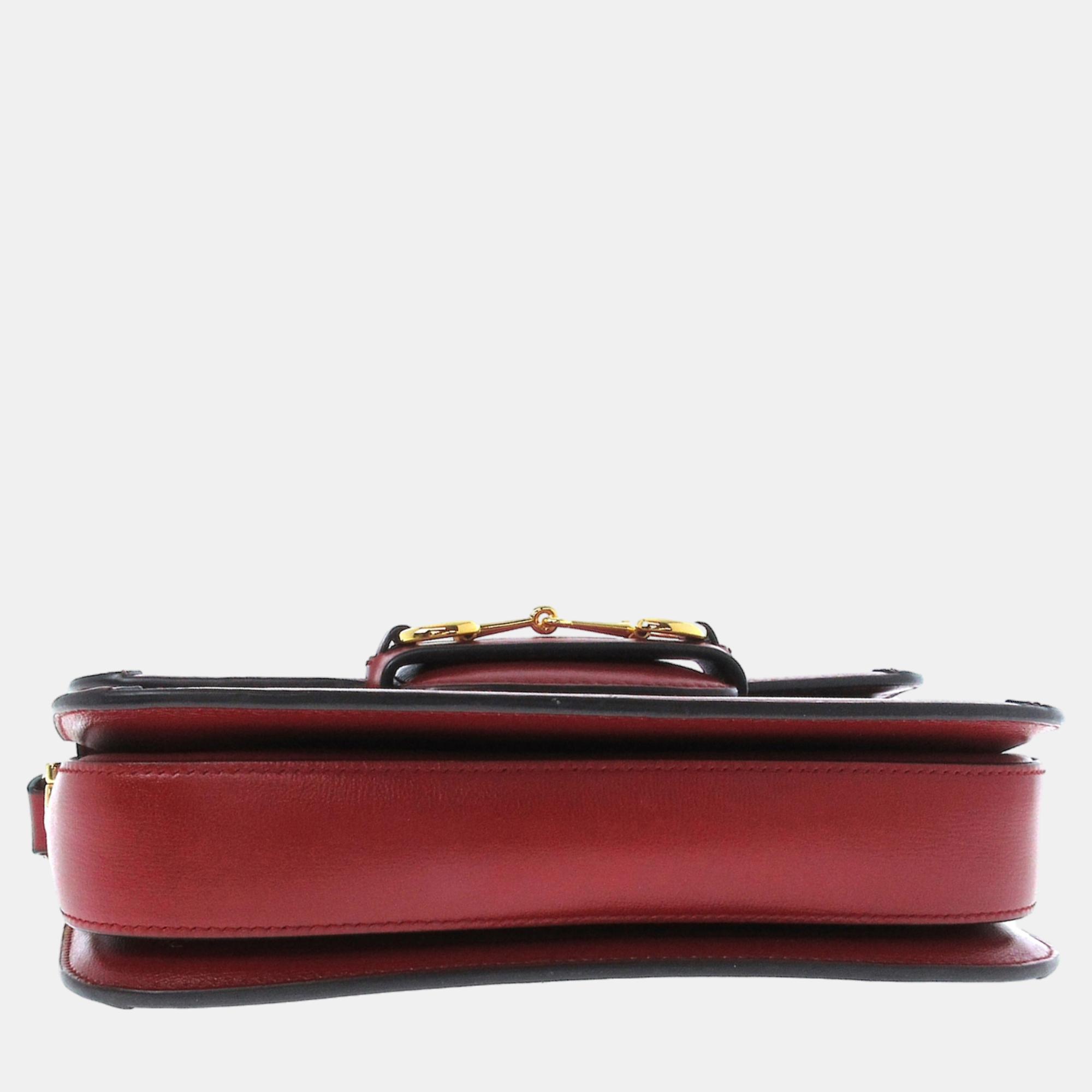 Gucci Beige/Red GG Supreme Horsebit 1955 Crossbody Bag