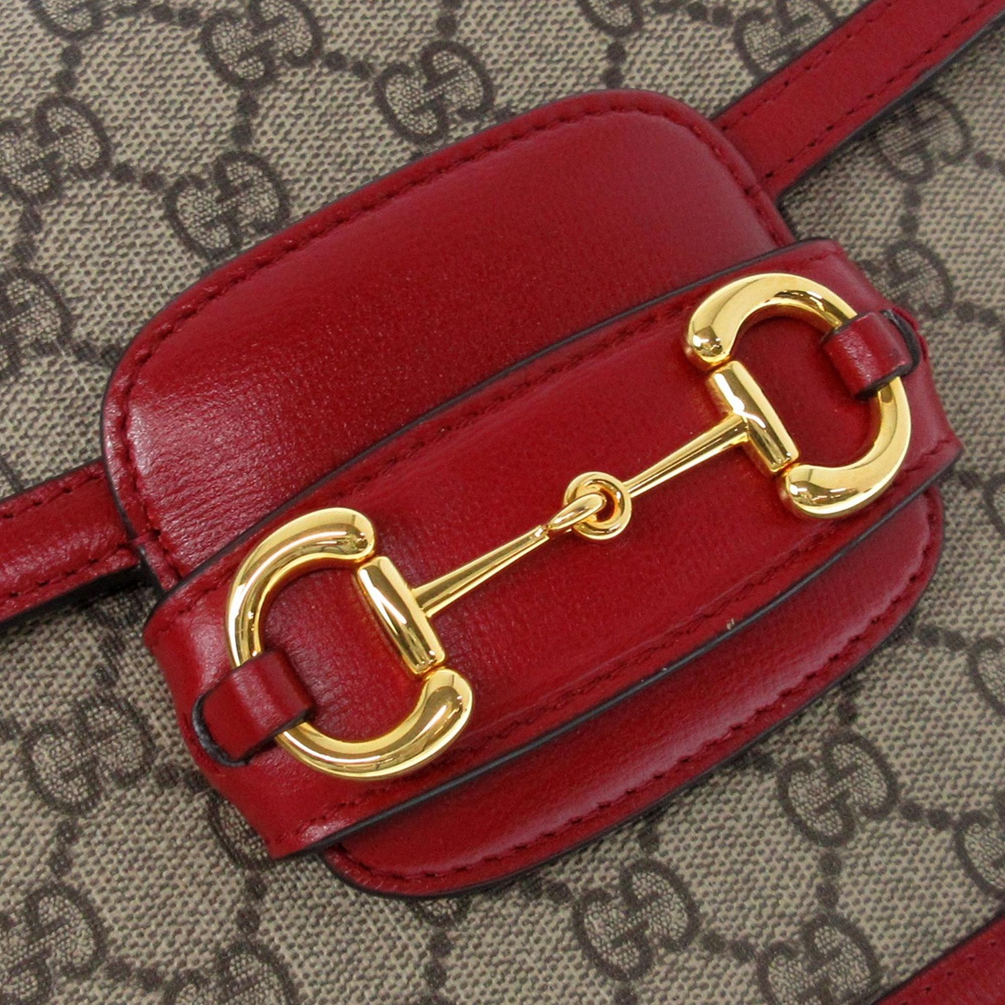 Gucci Beige/Red GG Supreme Horsebit 1955 Crossbody Bag