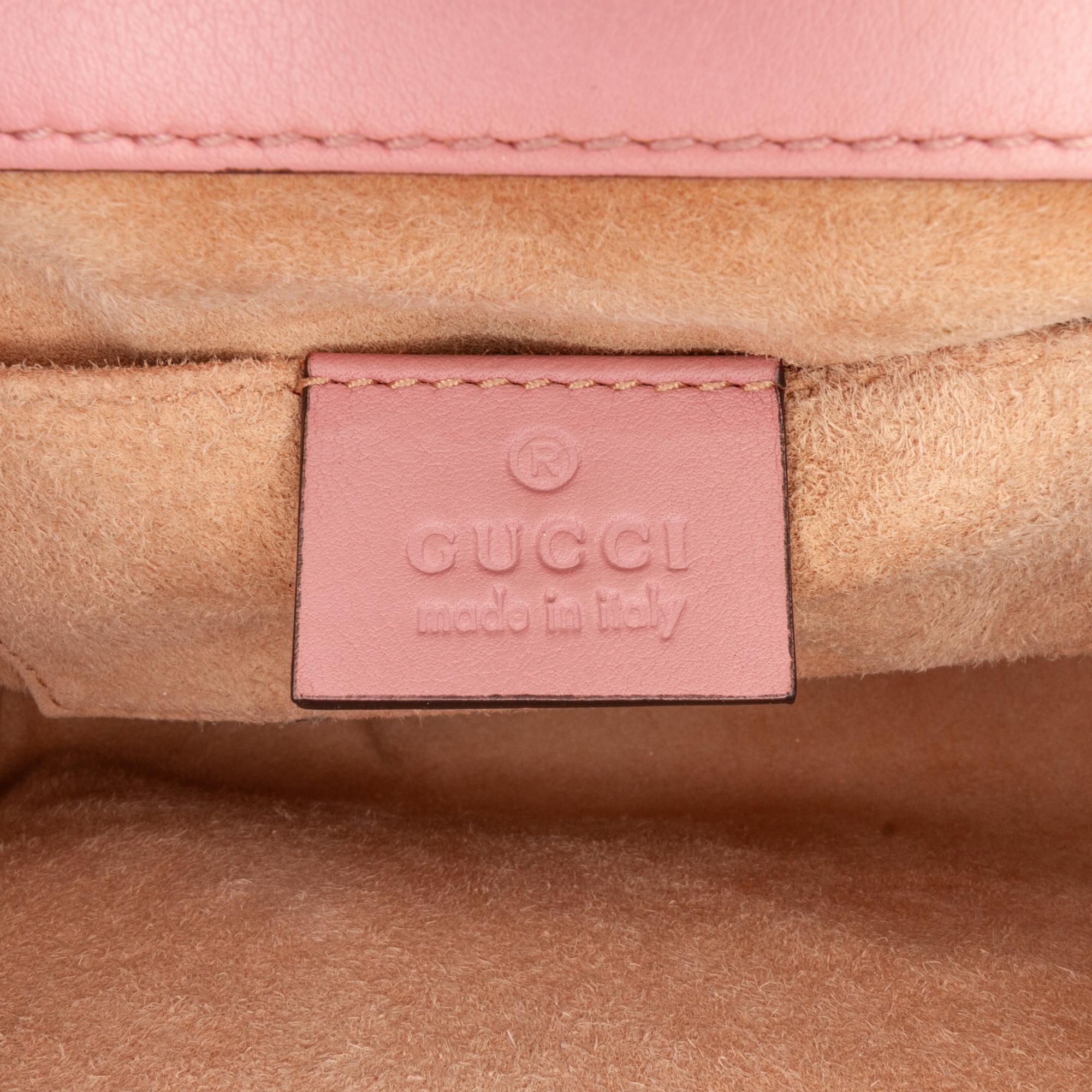 Gucci Pink Small Pearl Studded Padlock Crossbody
