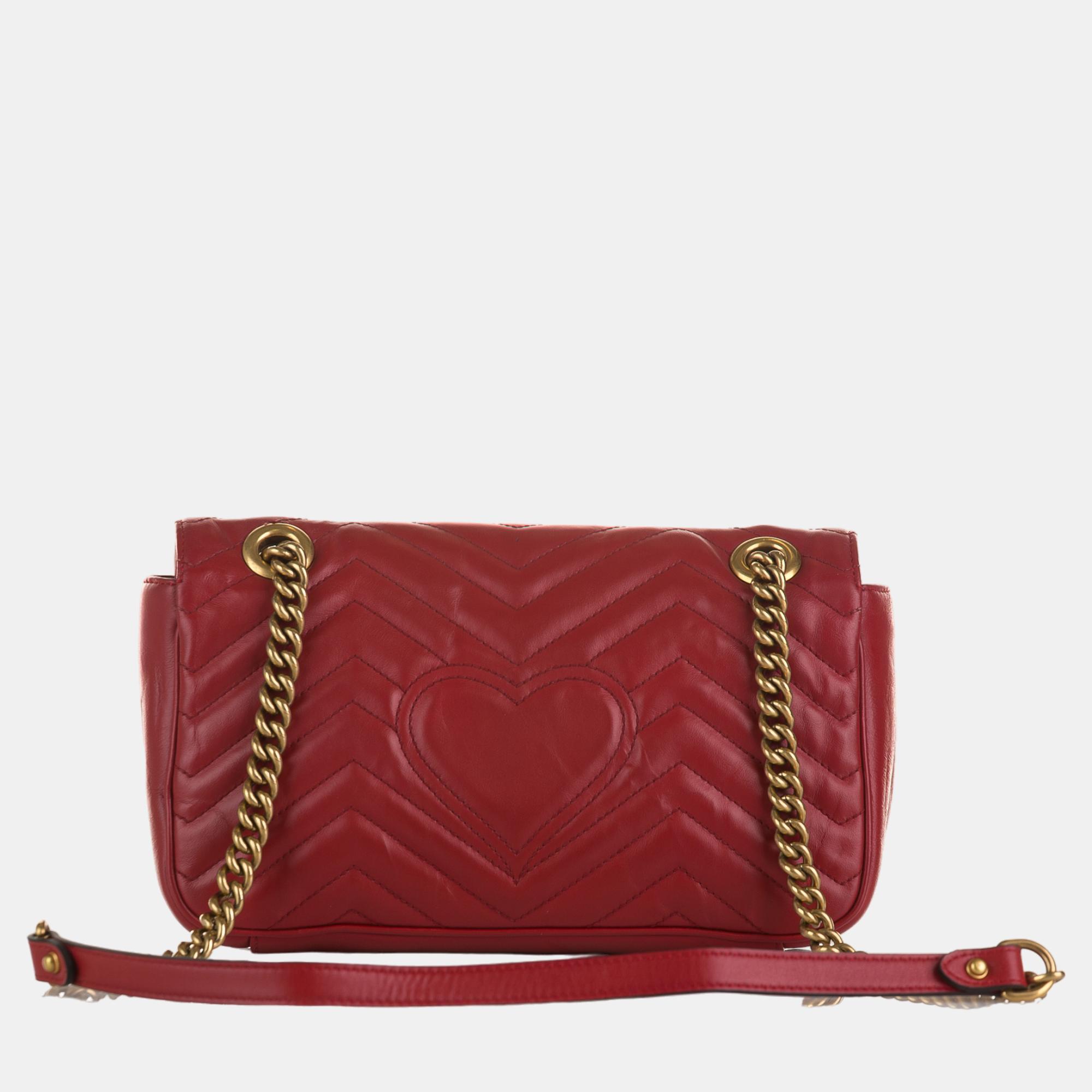 Gucci Red Small GG Marmont Matelasse Crossbody Bag