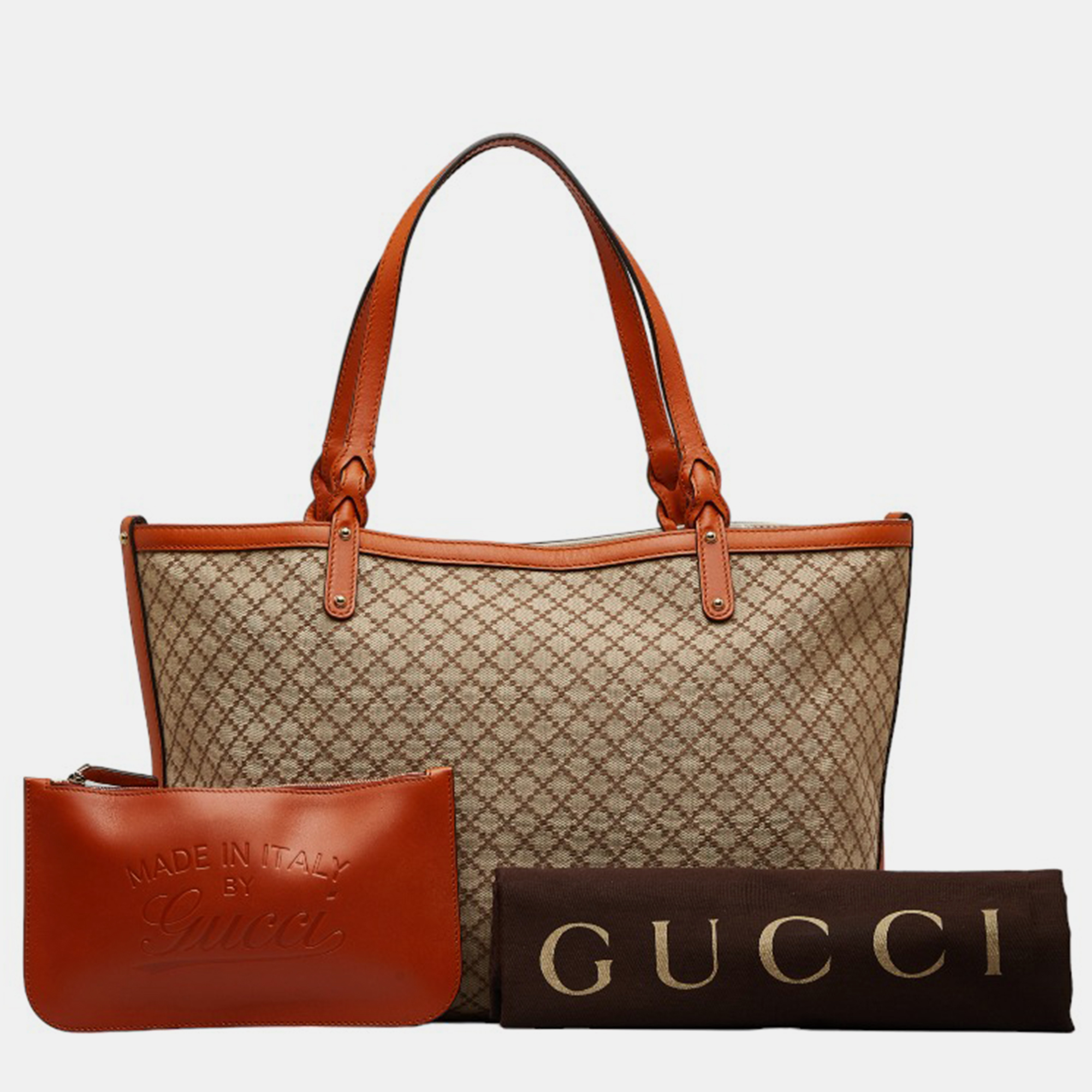 Gucci Brown Canvas Diamante Canvas Craft Tote Bag