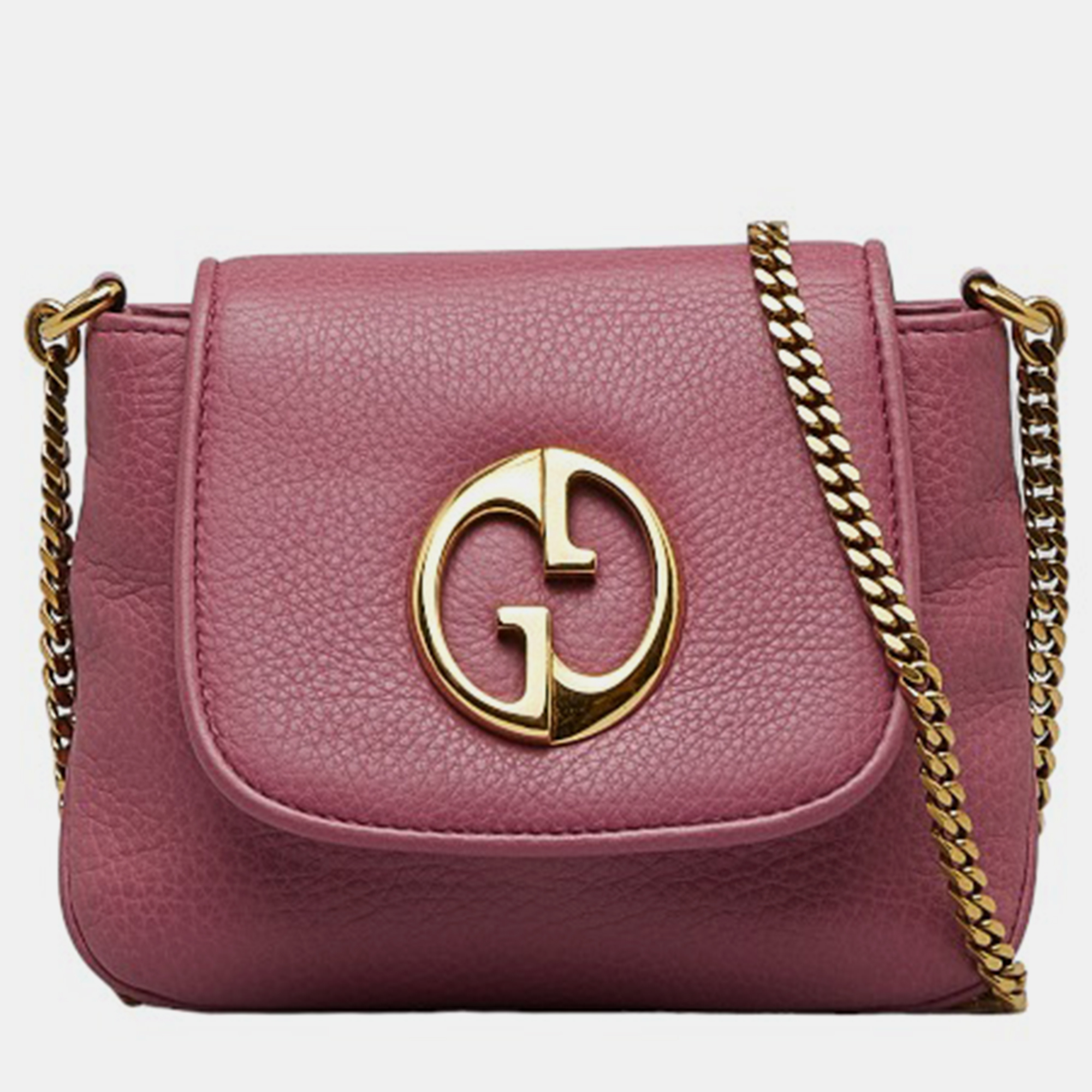Gucci Pink Leather 1973 Chain Shoulder Bag