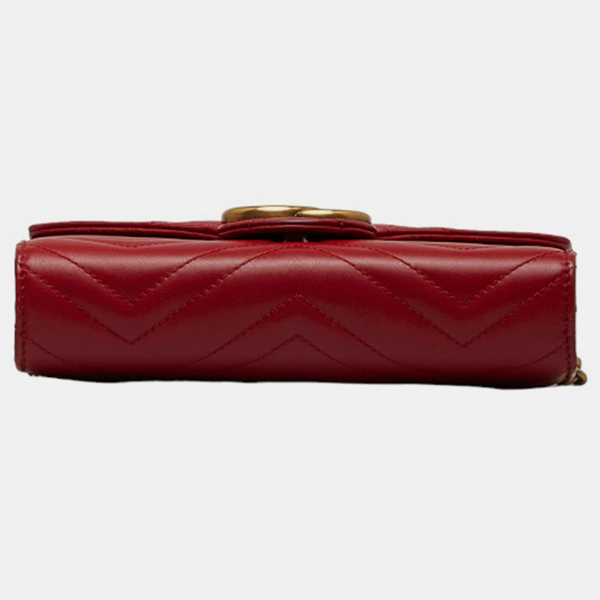 Gucci Red GG Marmont Leather Wallet On Chain