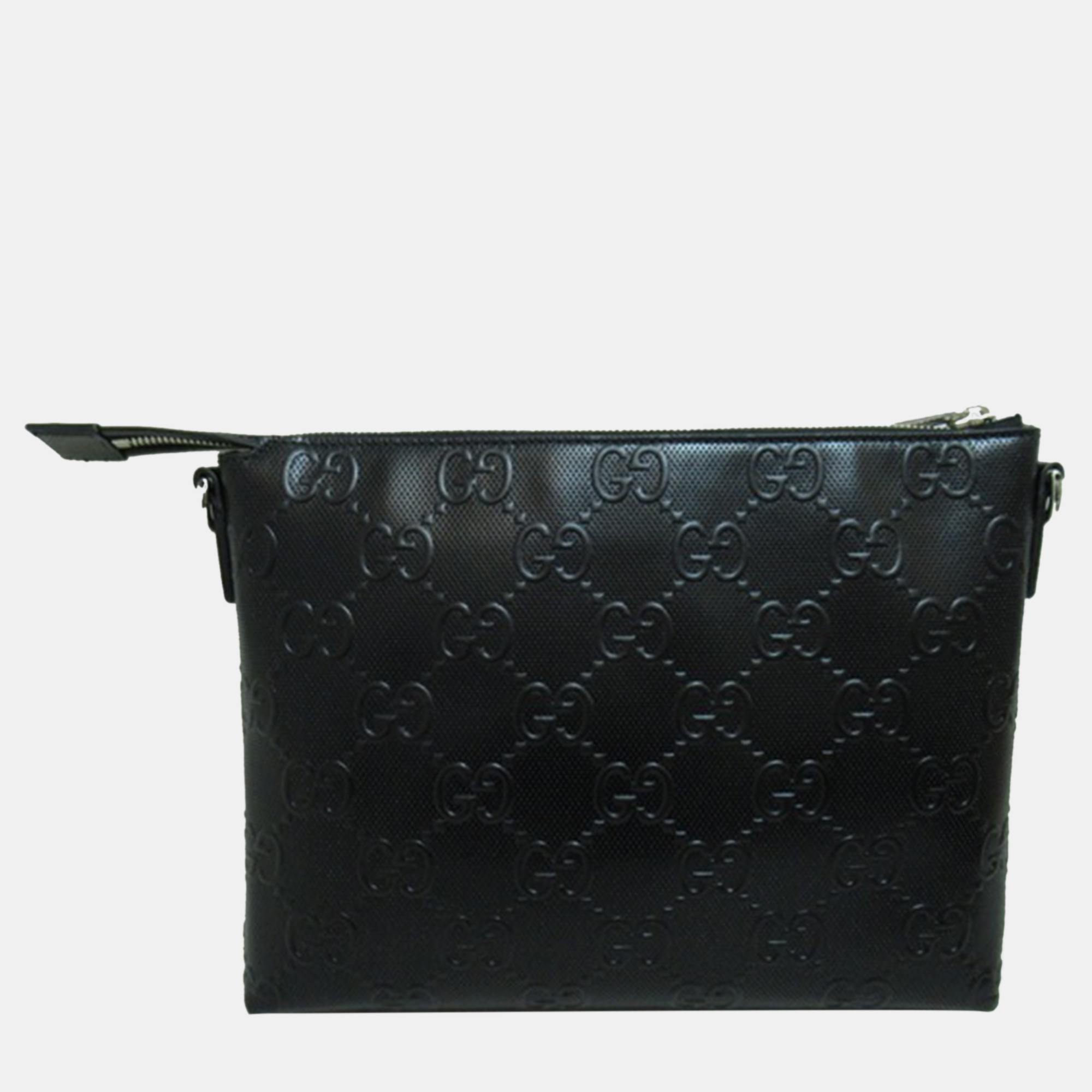 Gucci Black GG Embossed Messenger Bag
