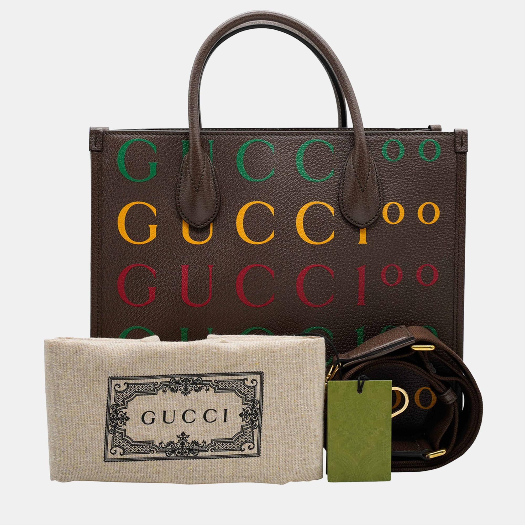 Gucci Brown Calf Leather Gucci 100 Tote Bag