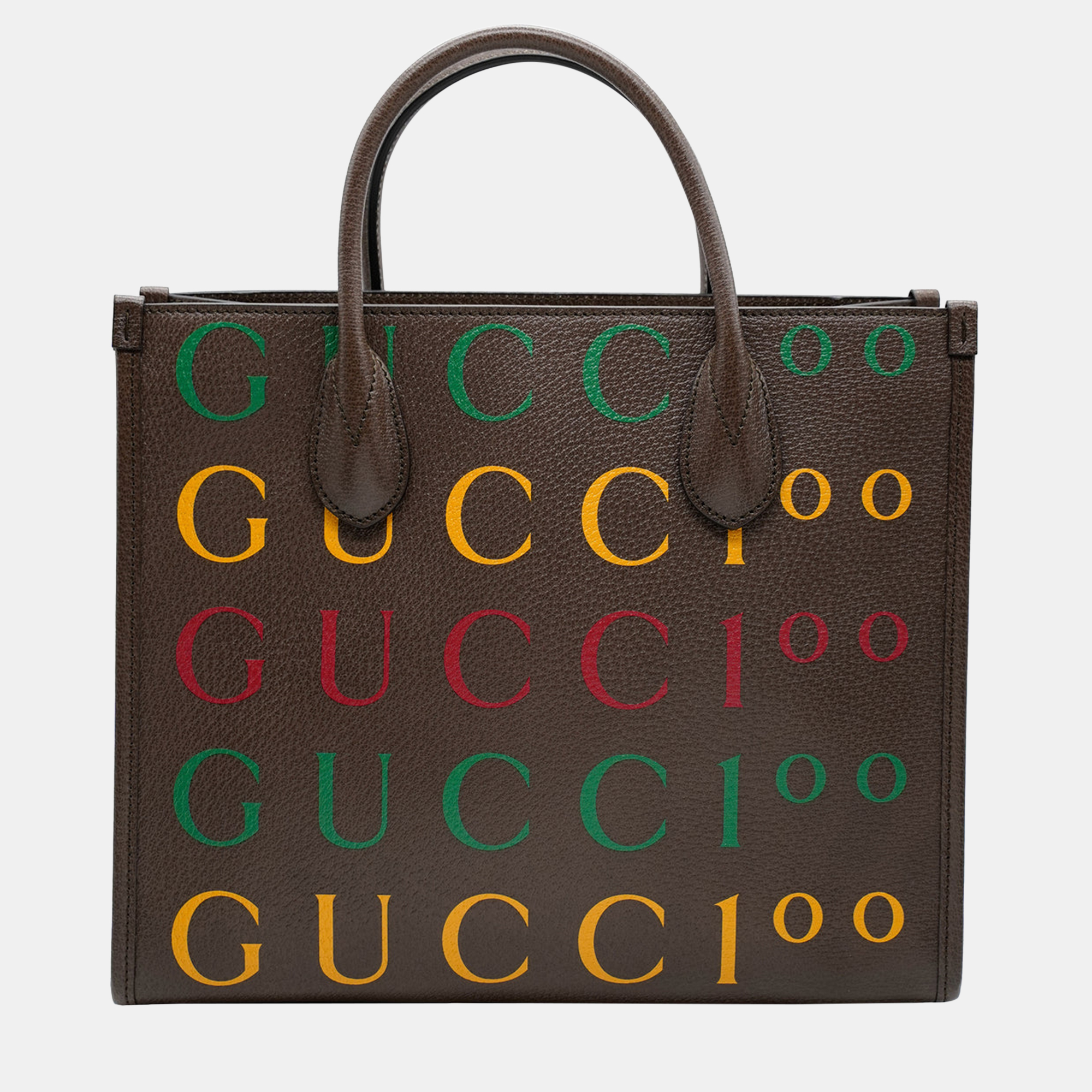 Gucci brown calf leather gucci 100 tote bag