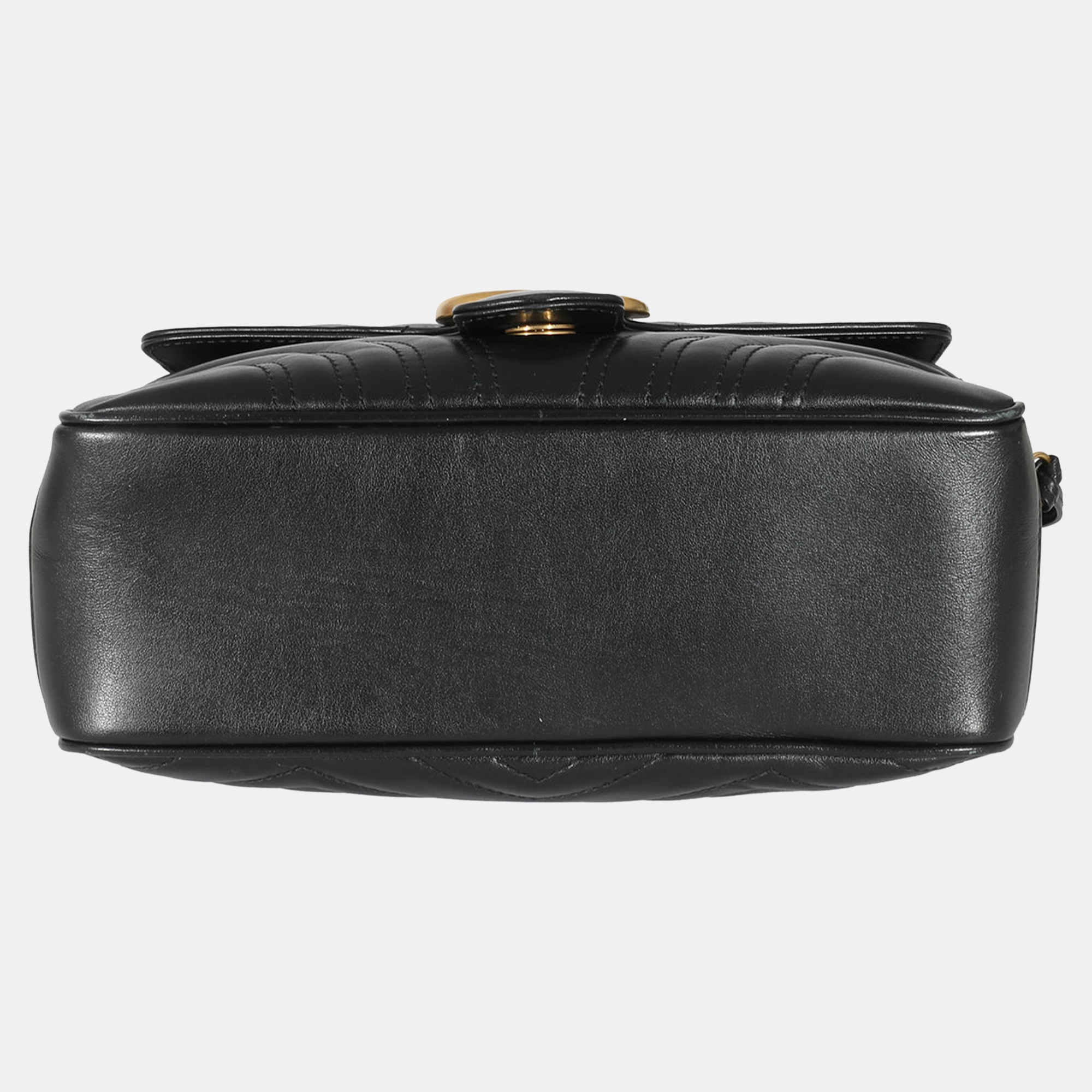 Gucci Black Matelasse Leather Small Calfskin Matelasse Sylvie GG Marmont Shoulder Bag