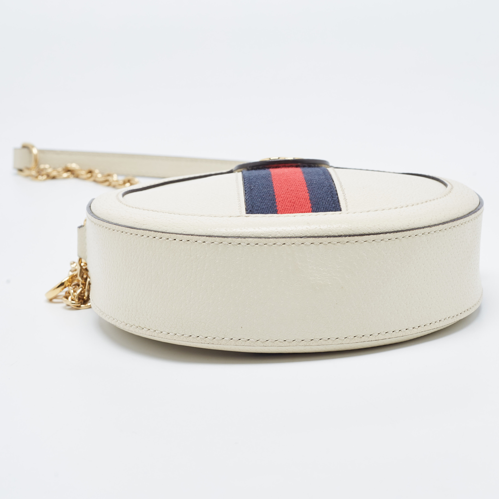 Gucci Off White Leather Mini Ophidia Round Shoulder Bag