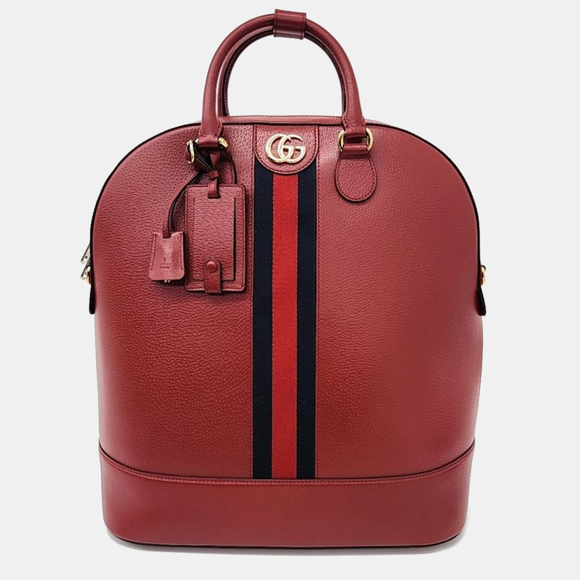 Gucci leather red sylvie bowling bag