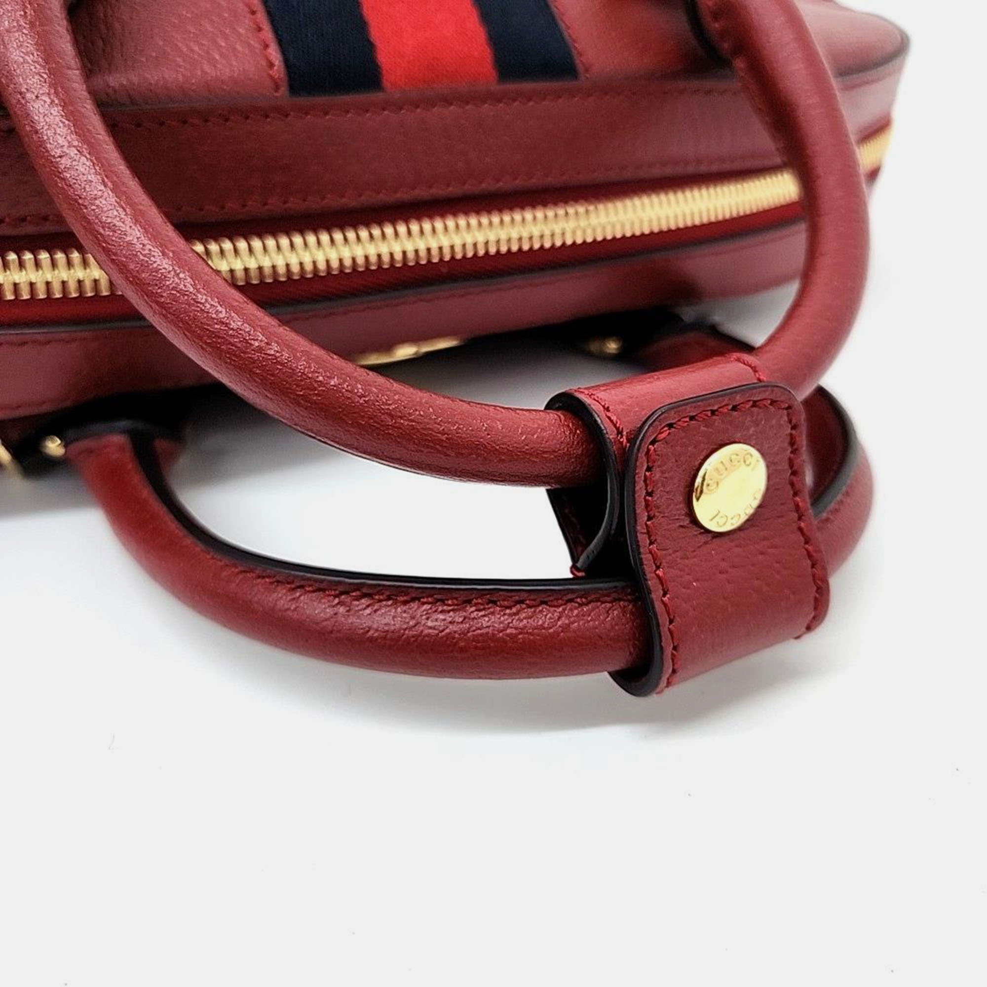 Gucci Leather Red Sylvie Bowling Bag