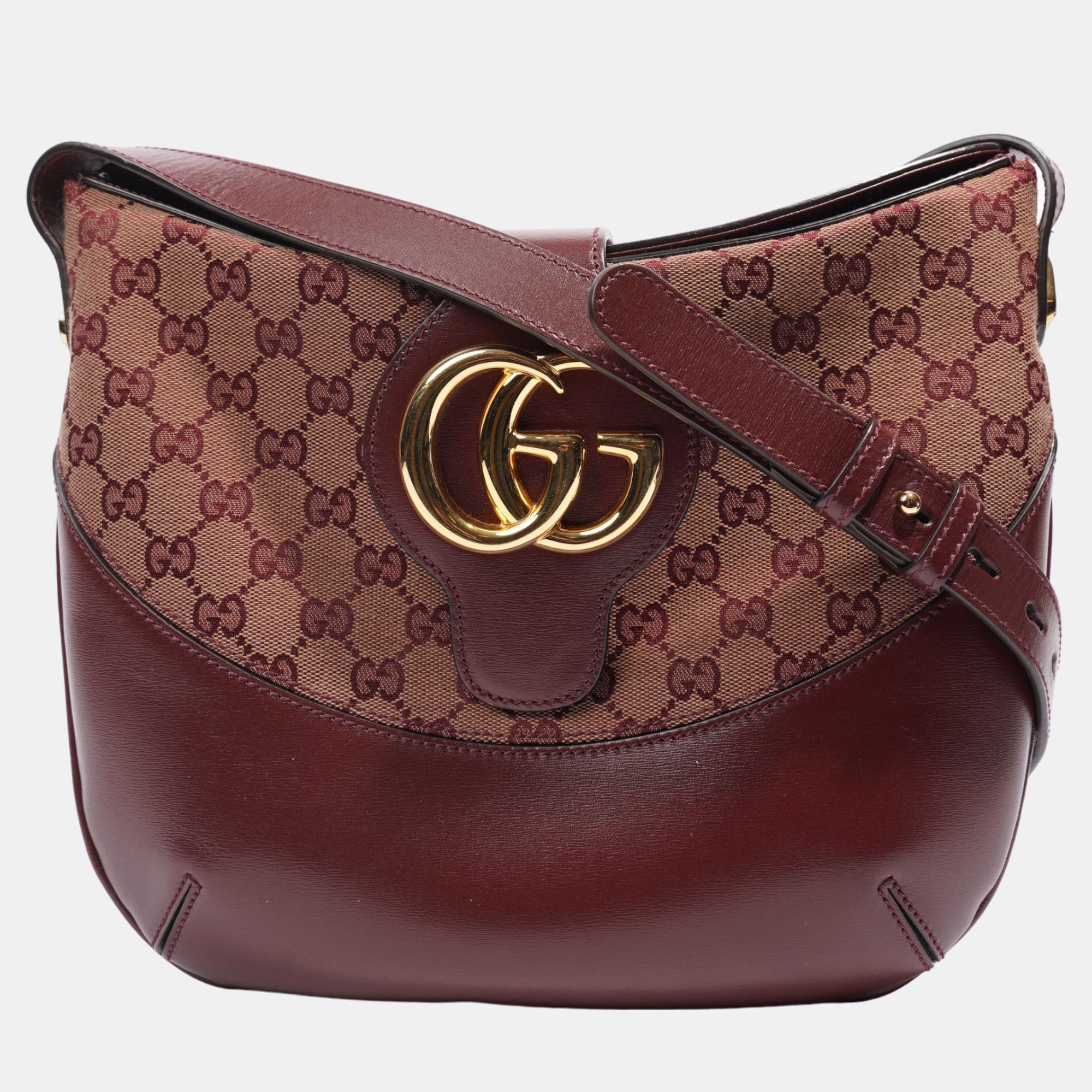 Gucci GG Shoulder Bag Burgundy Canvas