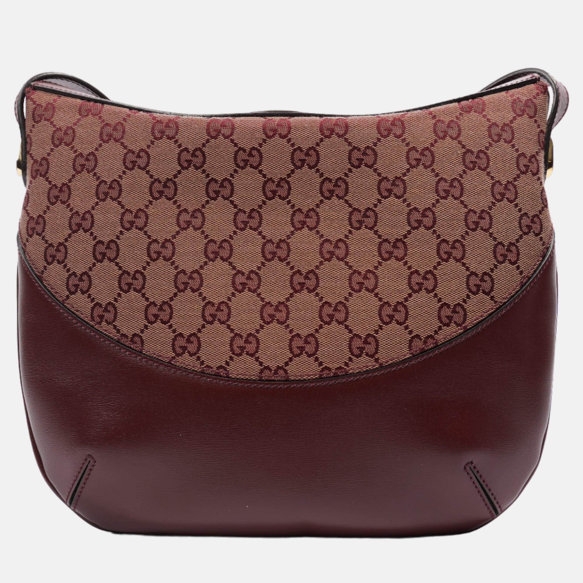 Gucci GG Shoulder Bag Burgundy Canvas