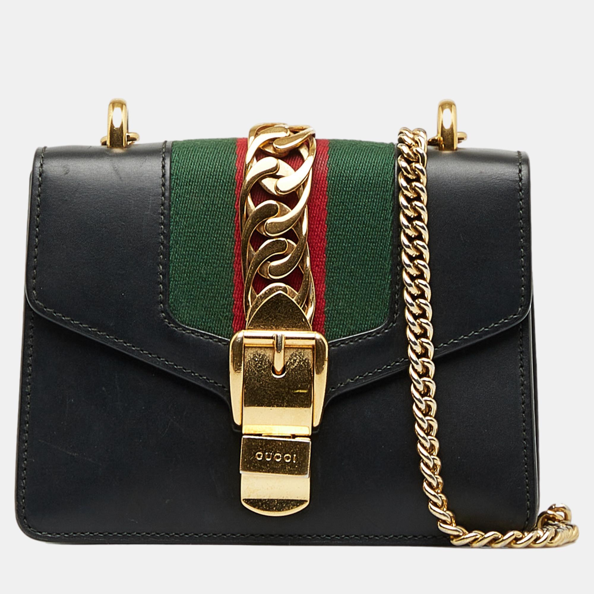 Gucci Black Mini Sylvie Leather Chain Crossbody Bag
Gucci Black Mini Sylvie Leather Chain Crossbody Bag
