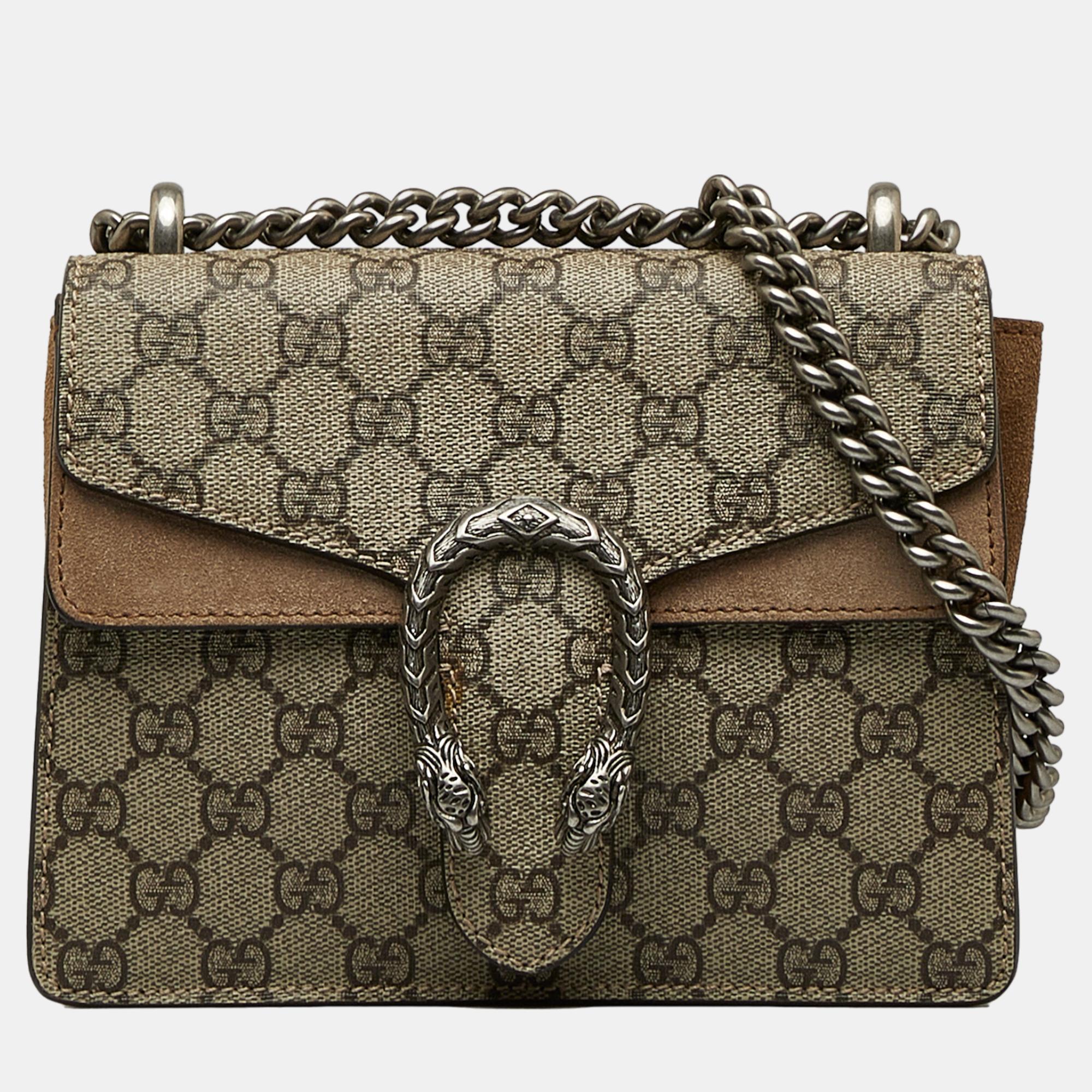 Gucci Beige/Brown Mini GG Supreme Dionysus Crossbody Bag
