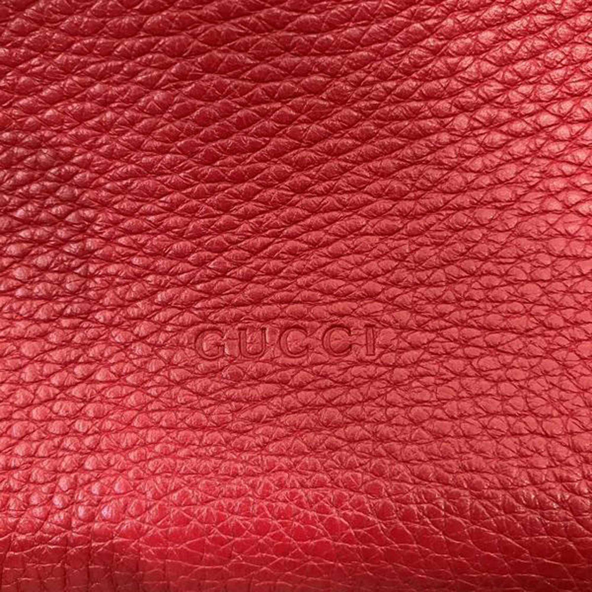 Gucci Red Leather Medium Bamboo Top Handle Bag