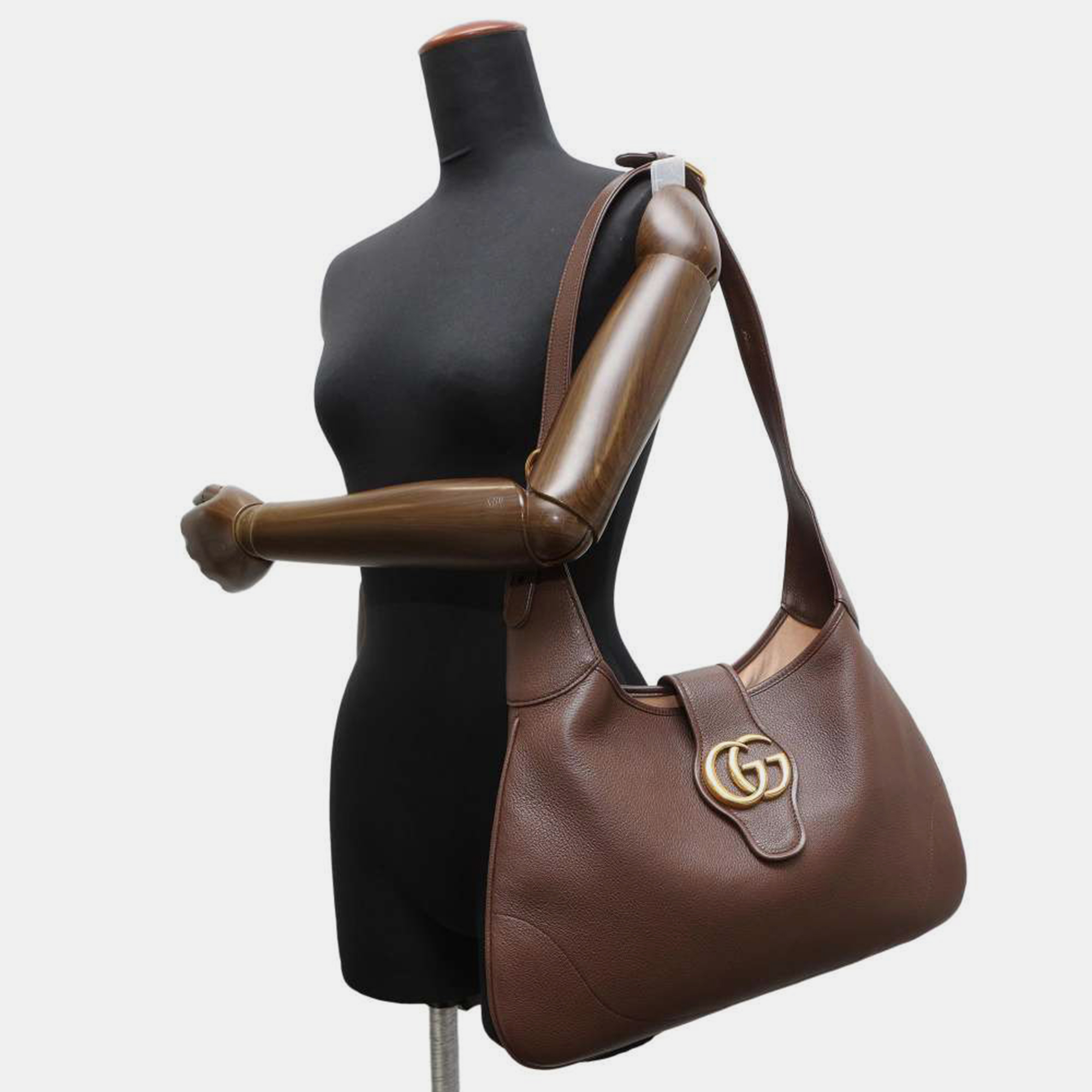 Gucci Brown Leather Medium GG Aphrodite Shoulder Bag