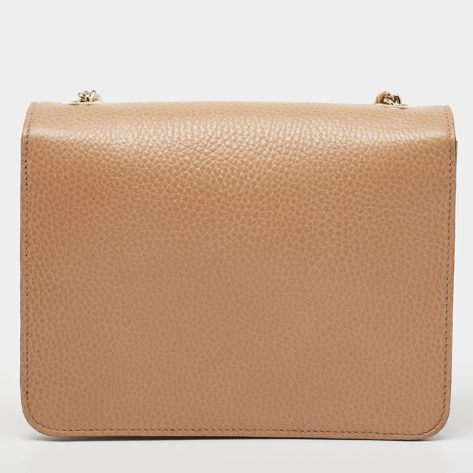 Gucci Beige Leather Small Dollar Interlocking G Crossbody Bag