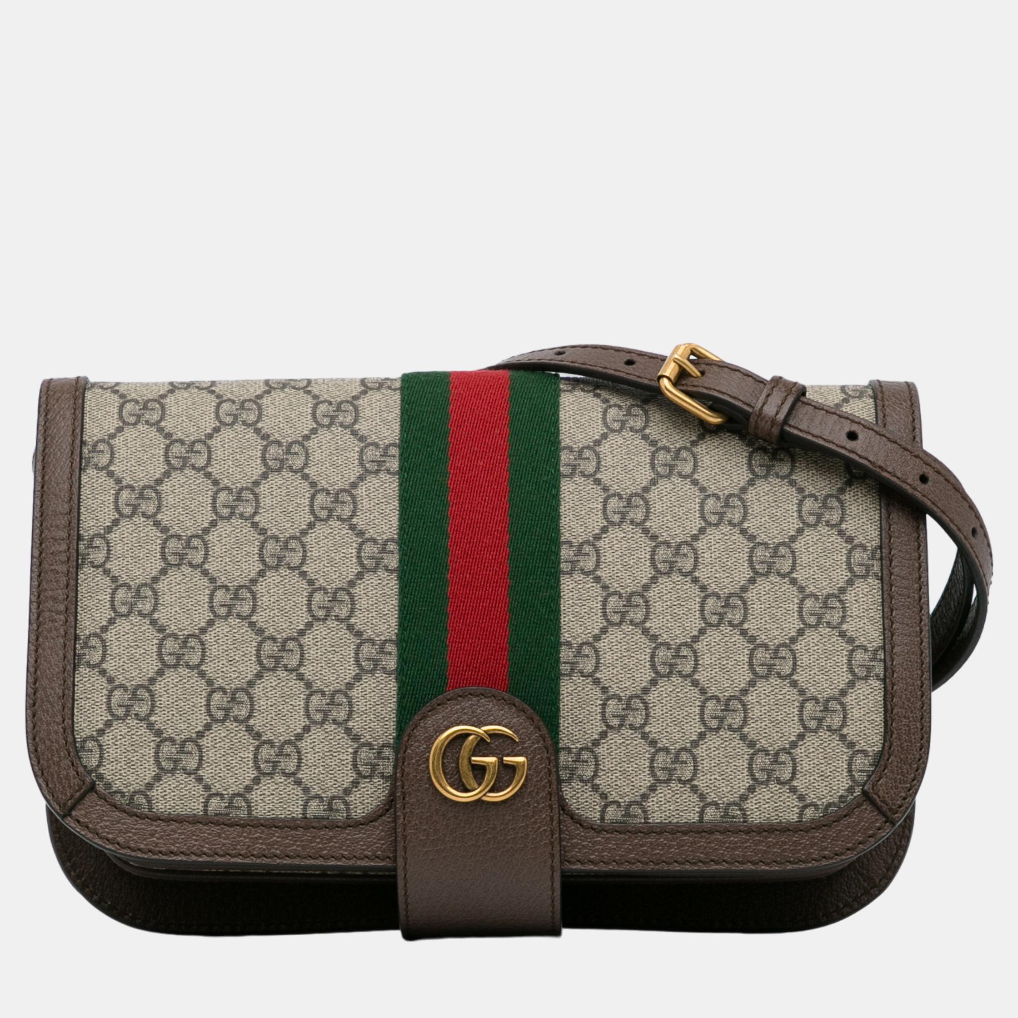 Gucci Beige/Brown GG Supreme Ophidia Crossbody Bag