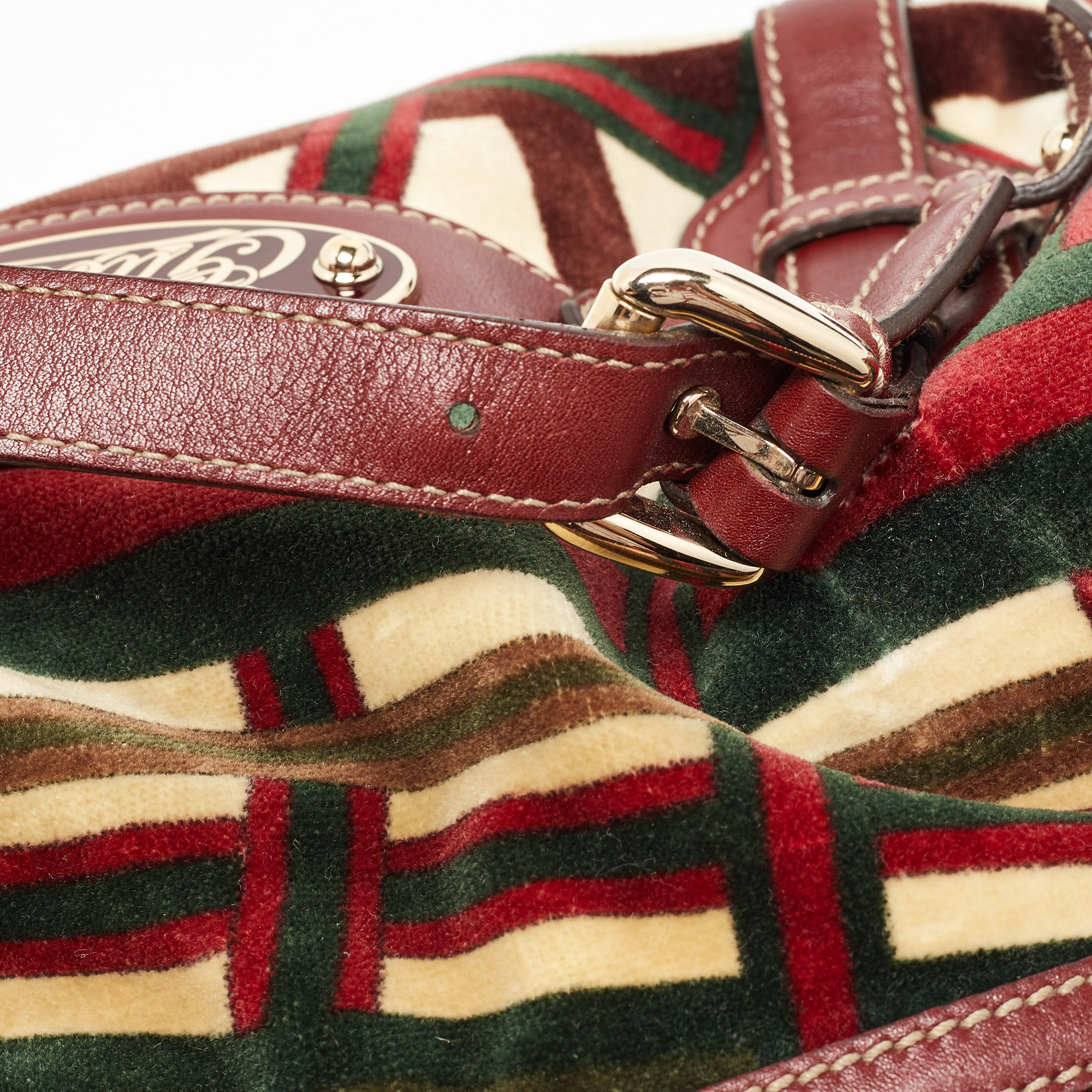 Gucci Multicolor Velvet And Leather Medium 85th Anniversary Boston Bag