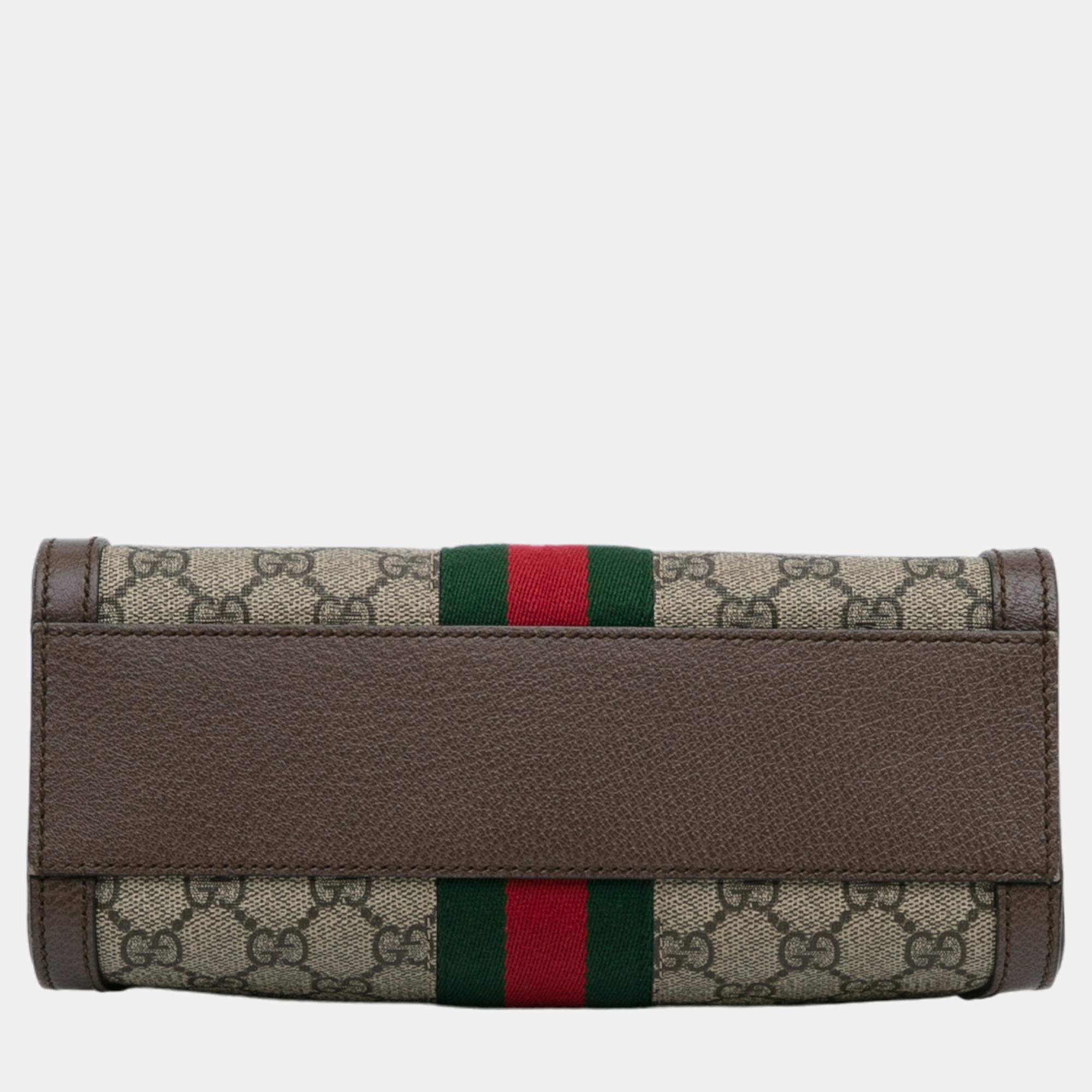 Gucci Beige/Brown Small GG Supreme Ophidia Satchel