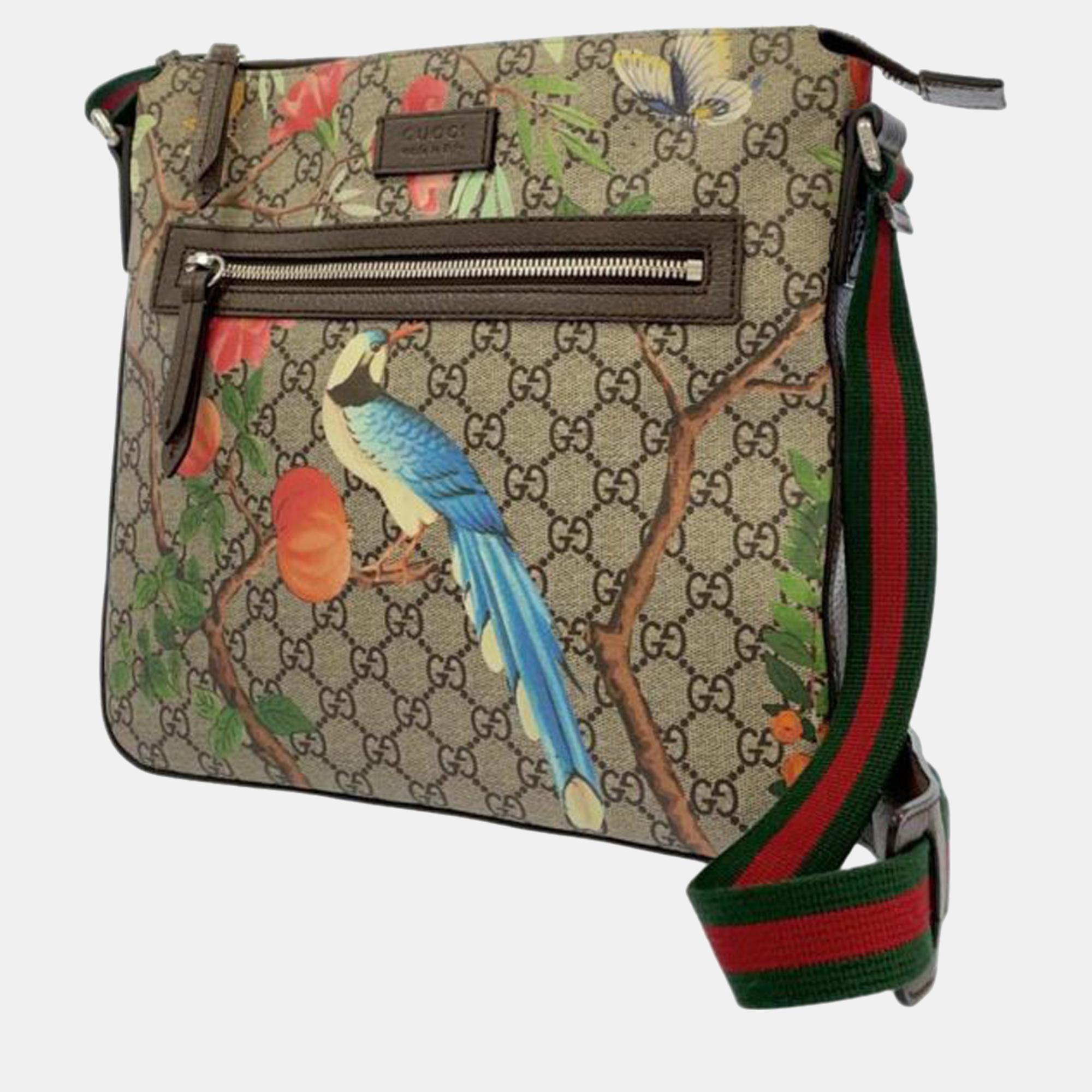 Gucci Beige/Brown GG Supreme Tian Crossbody Bag