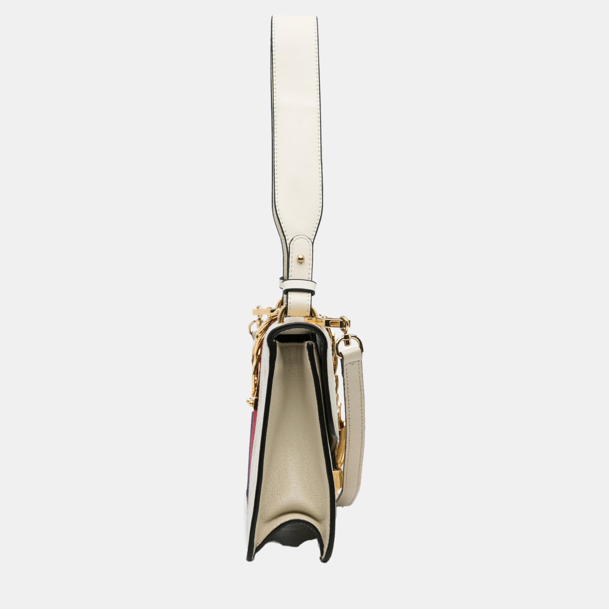 Gucci White Small Bee Star Sylvie Satchel