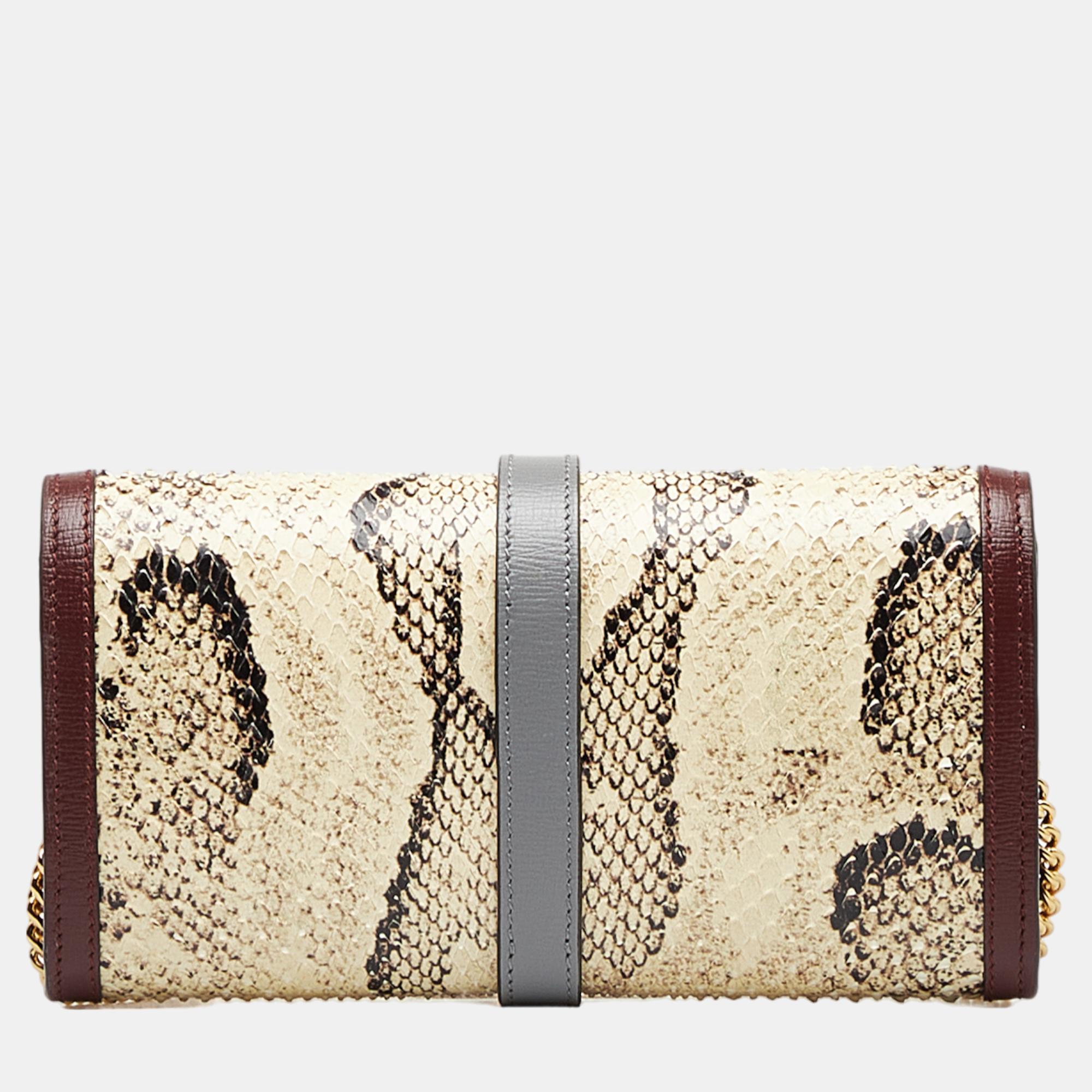 Gucci Multicolour Jackie 1961 Python Wallet On Chain