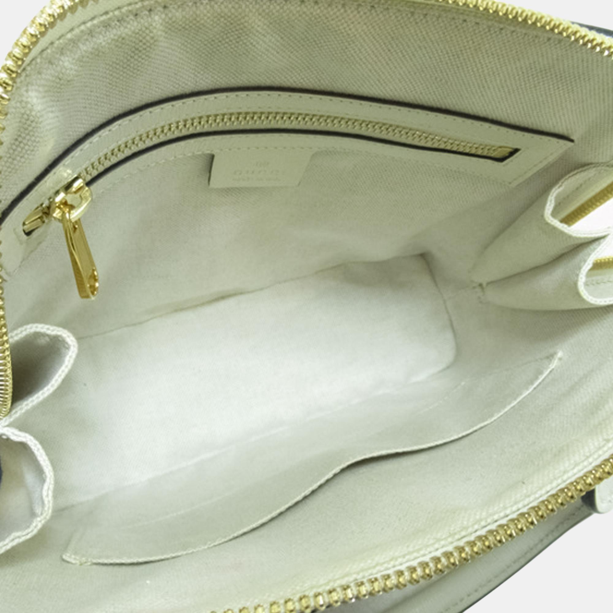 Gucci Beige/Brown/,White Small GG Supreme Horsebit 1955 Top Handle