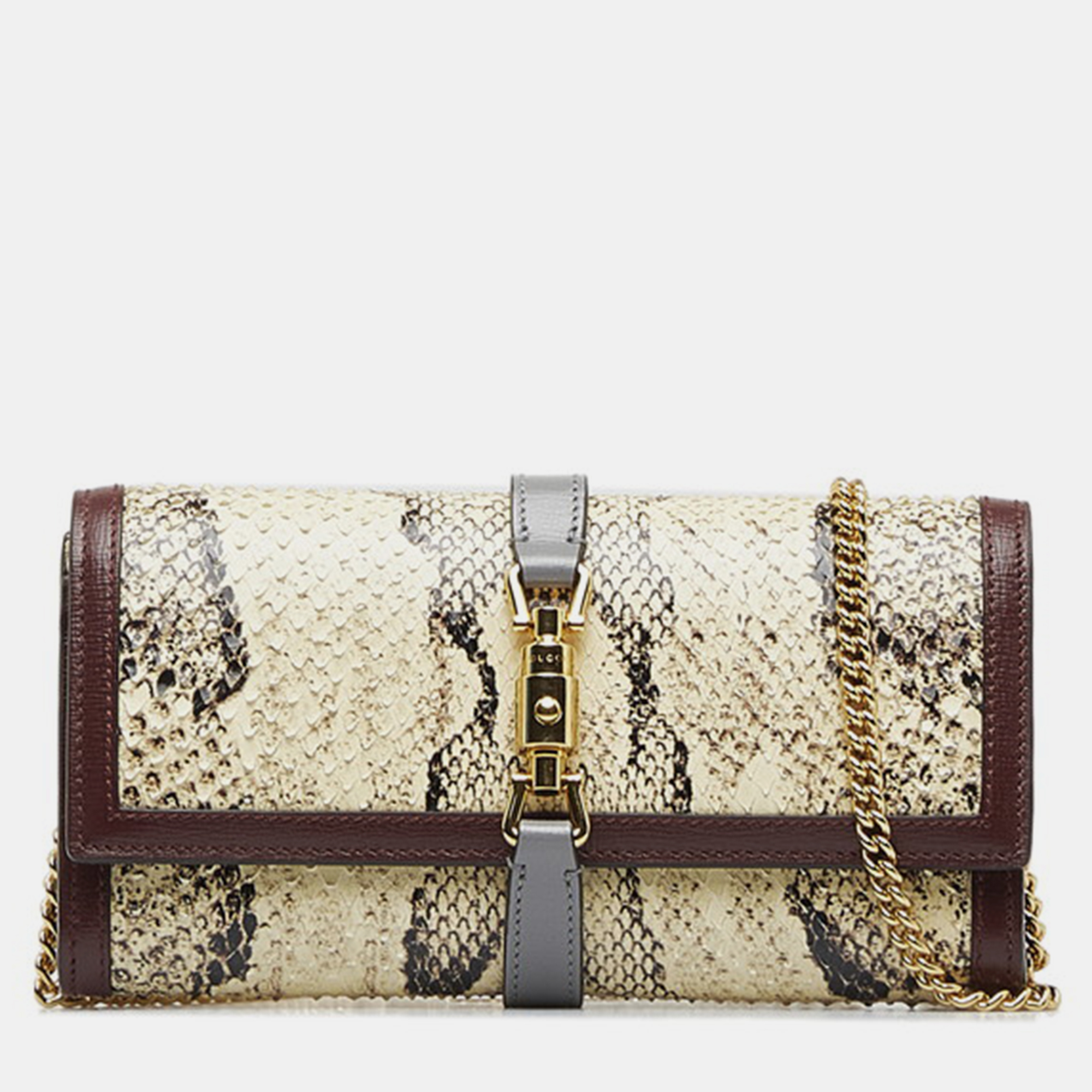 Gucci Brown Leather Limited Edition Leather Jackie 1961 Chain Wallet Crossbody Bag