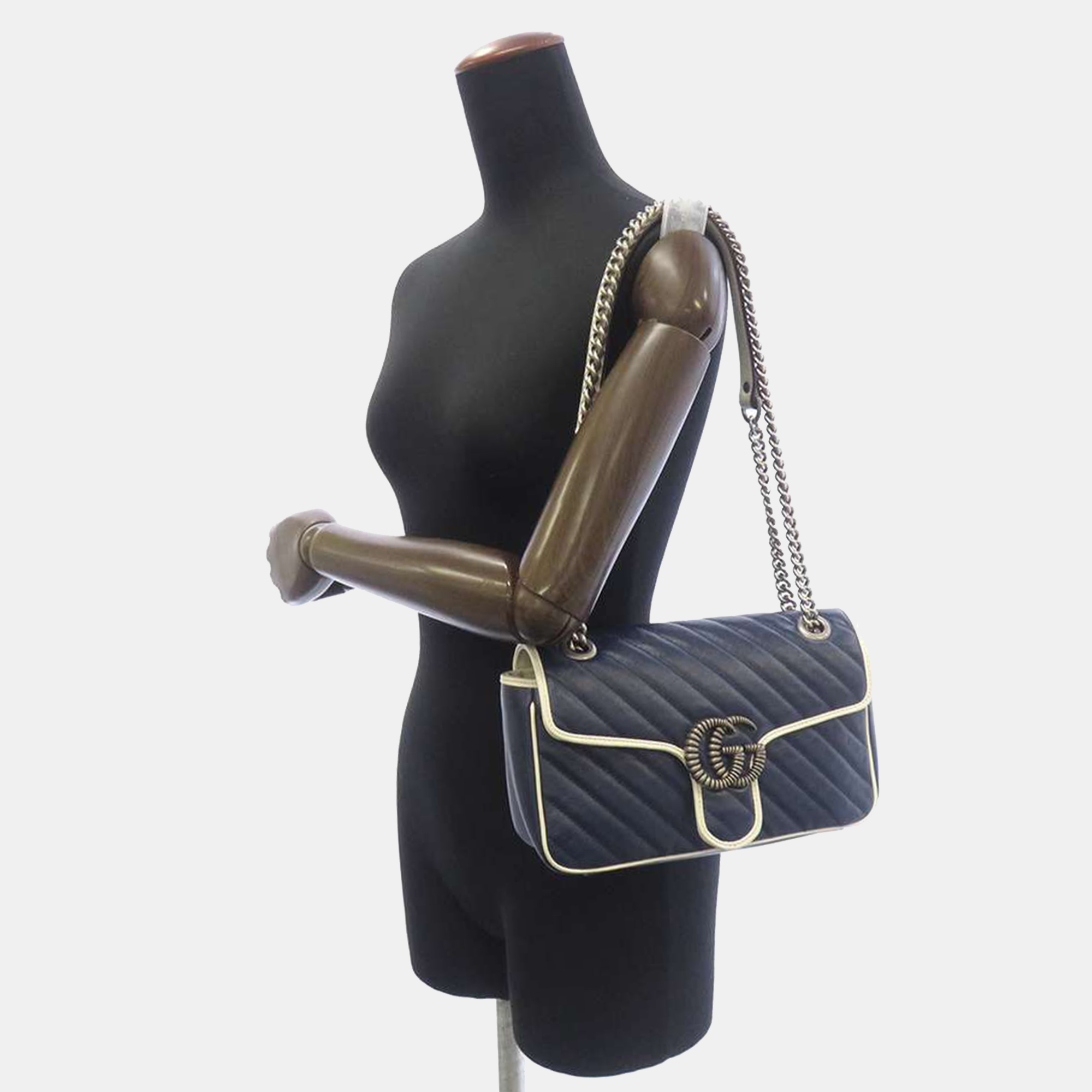 Gucci Blue Leather GG Marmont Shoulder Bag