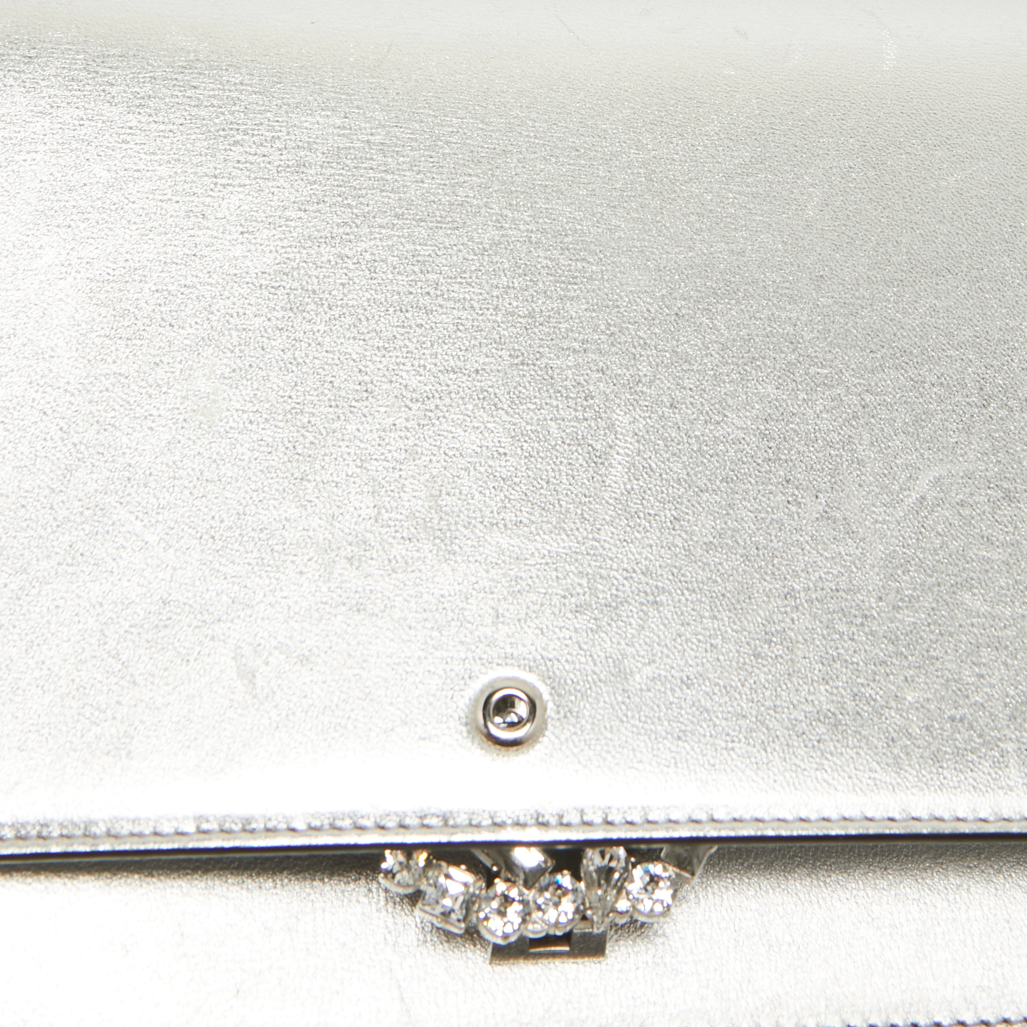 Gucci Silver Leather Crystal Embellished Broadway Shoulder Bag
