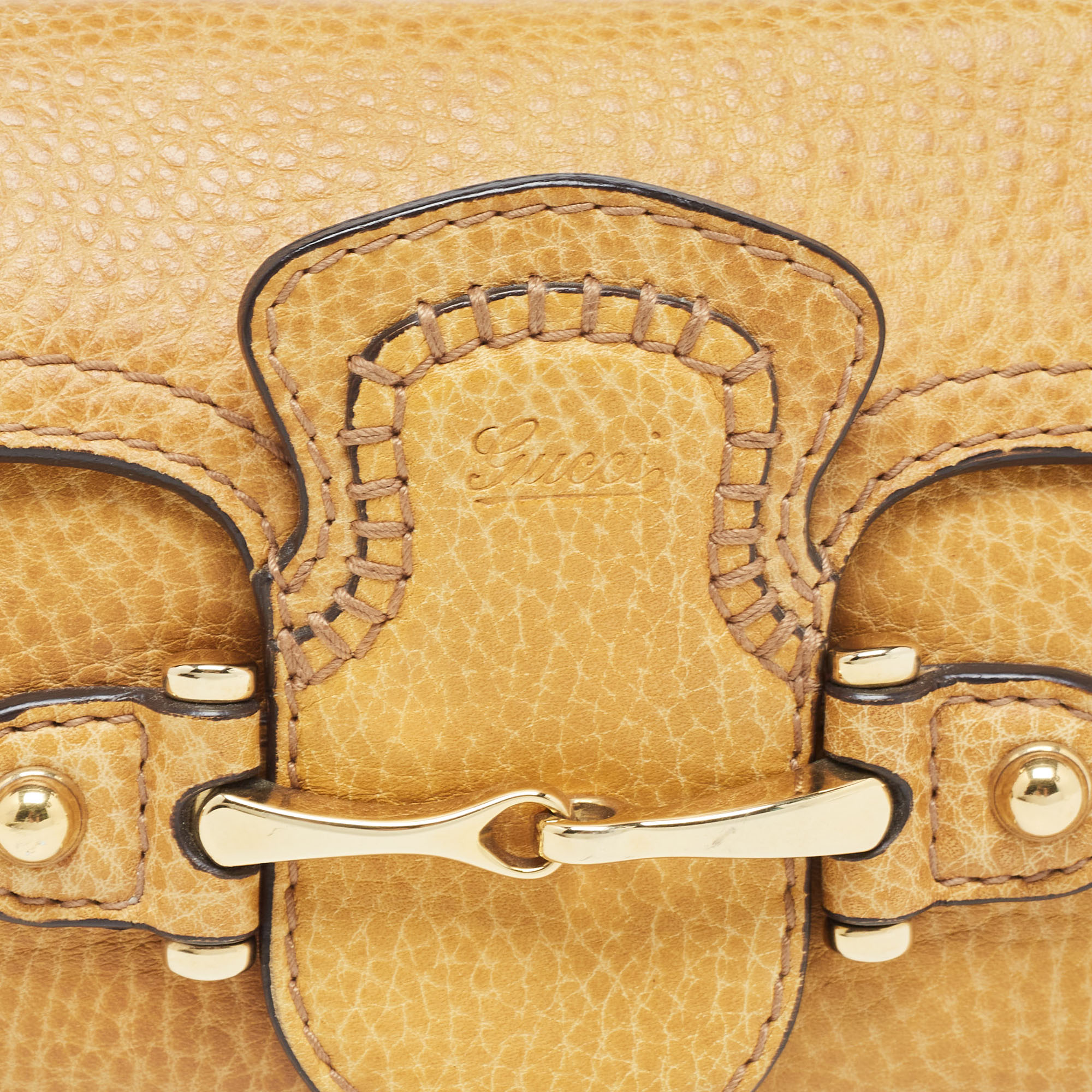 Gucci Mustard Leather Horsebit Clutch