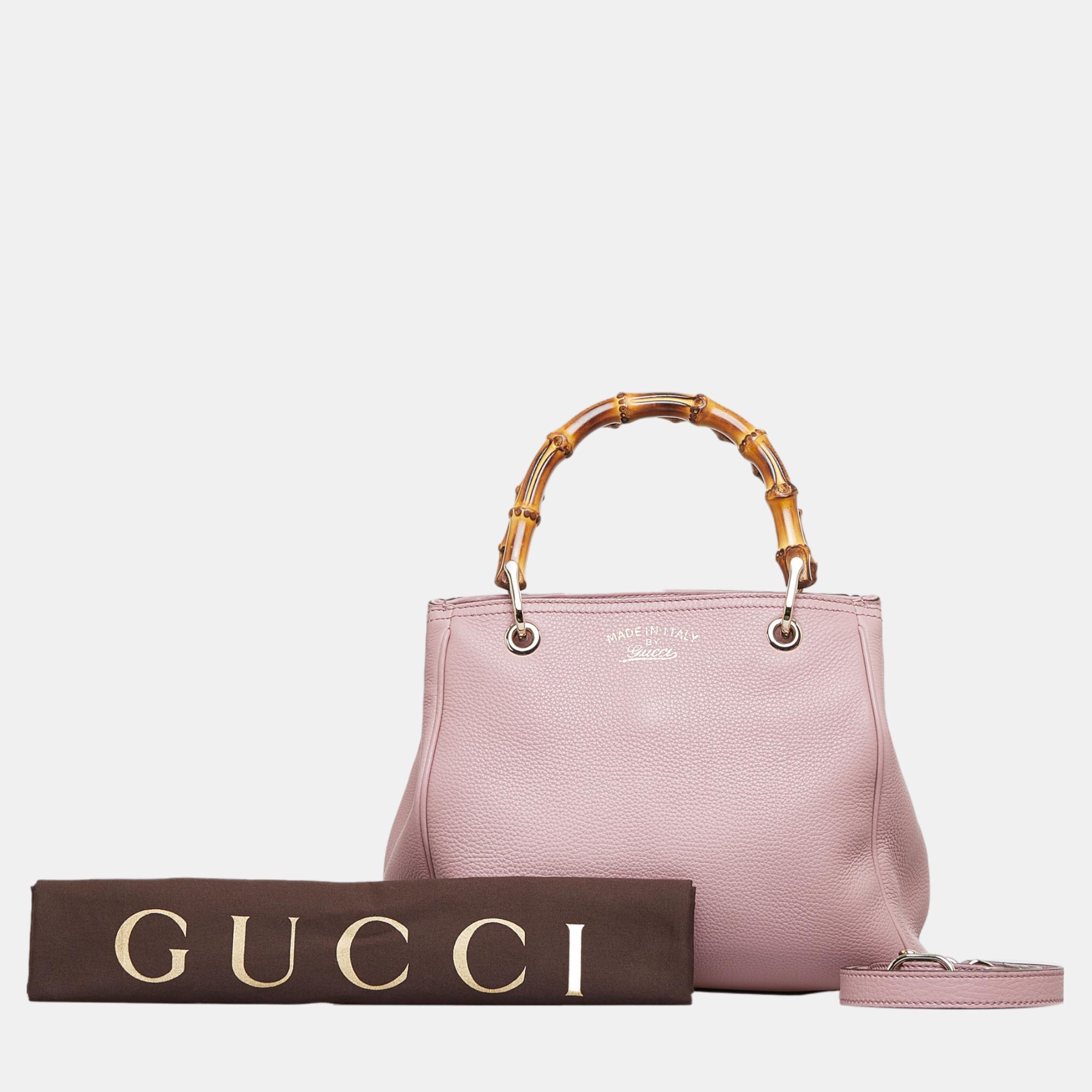 Gucci Pink Bamboo Shopper