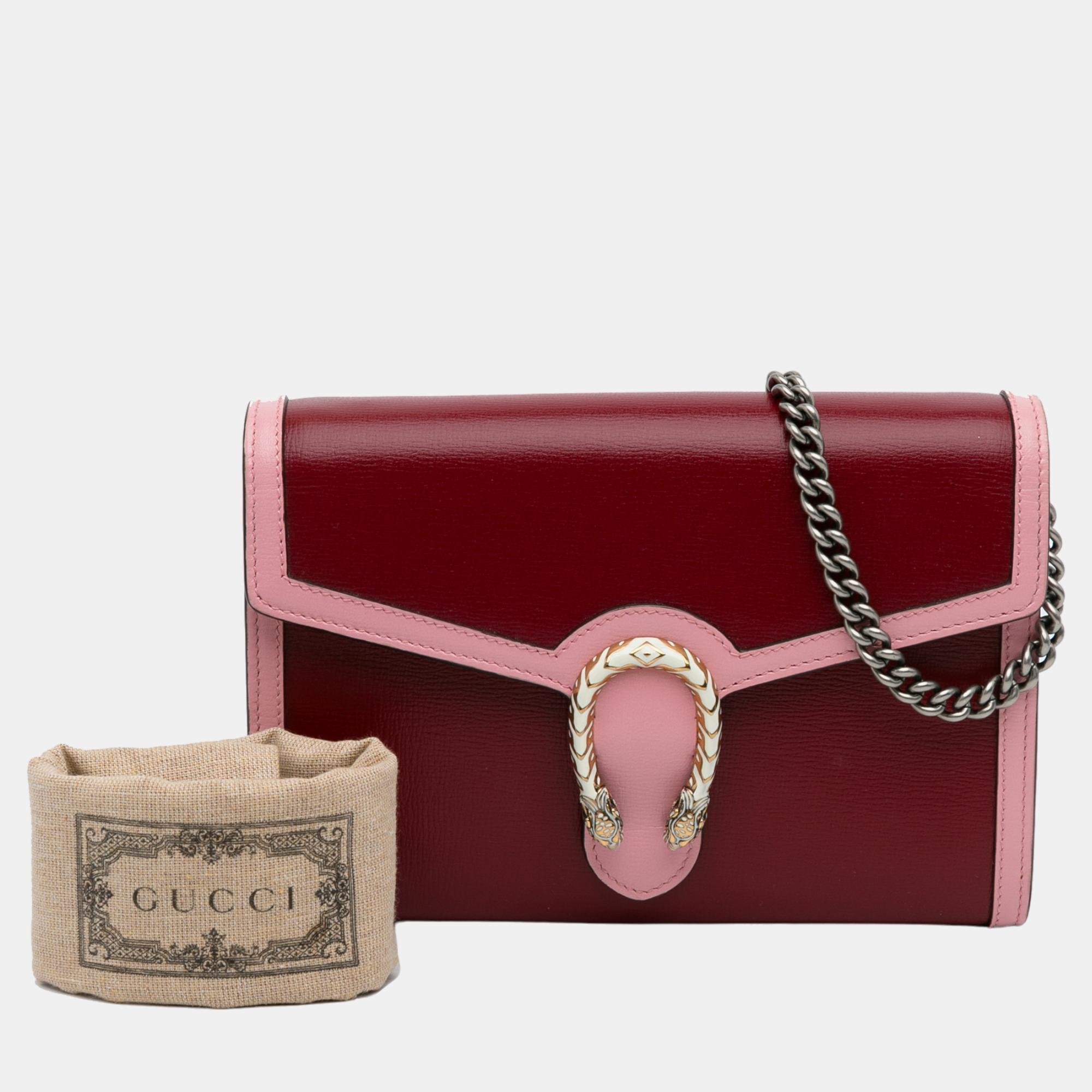 Gucci Red/Pink Small Dionysus Wallet On Chain