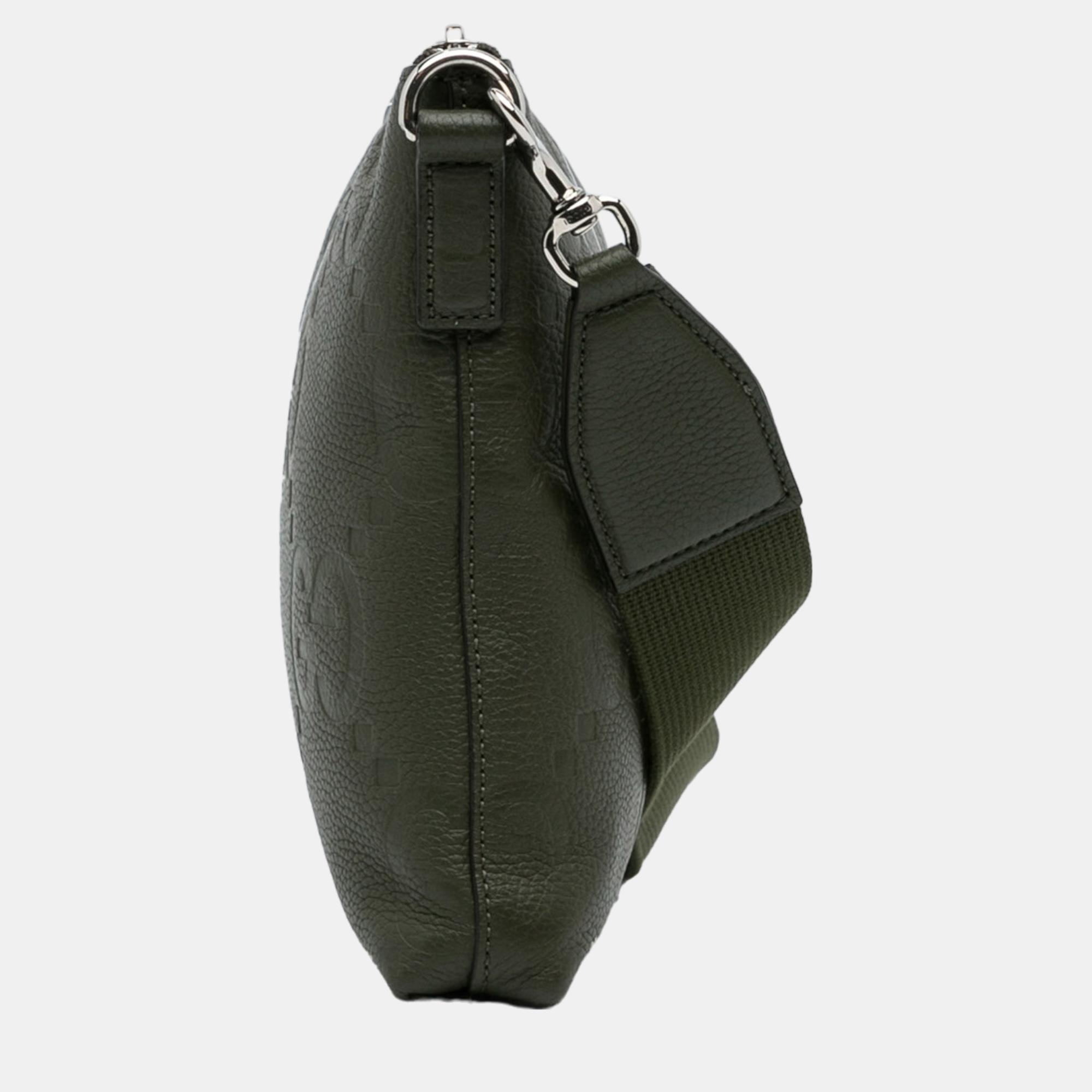 Gucci Green Medium Jumbo GG Embossed Messenger Bag