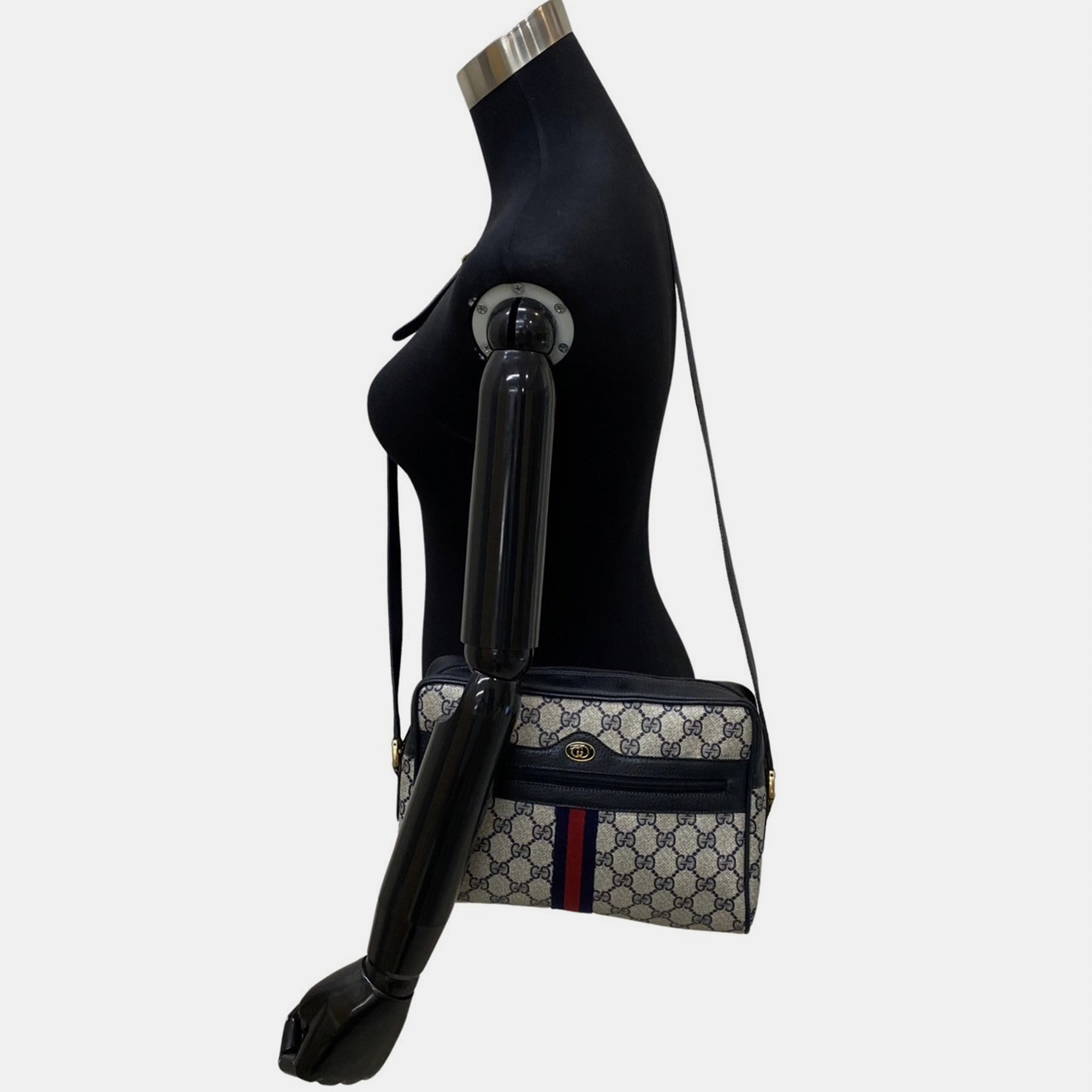 Gucci Black GG Canvas And Leather Small Ophidia Shoulder Bag