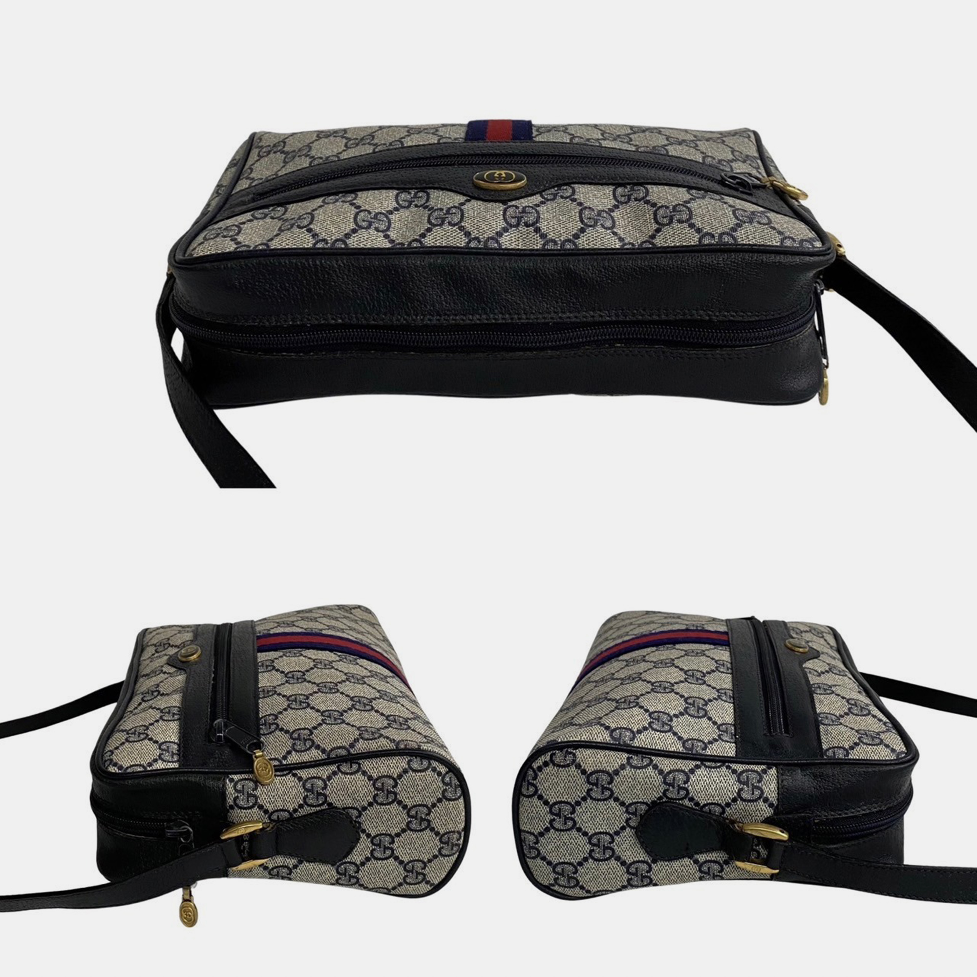 Gucci Black GG Canvas And Leather Small Ophidia Shoulder Bag