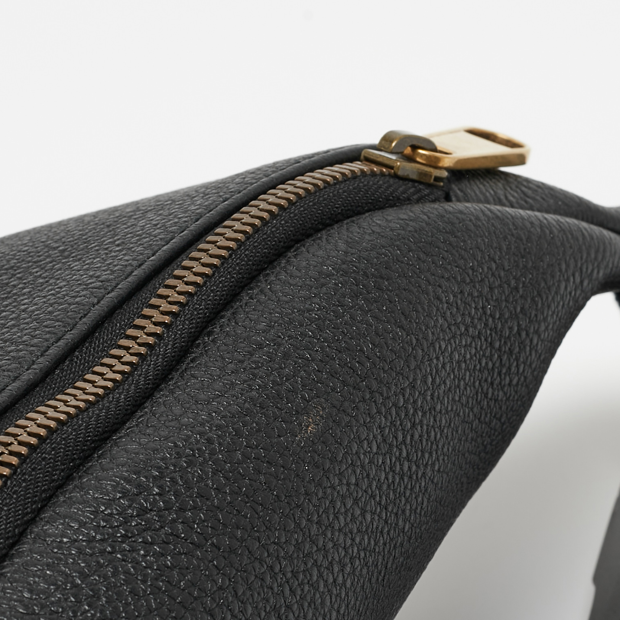 Gucci Black Pebbled Leather Logo Web Belt Bag