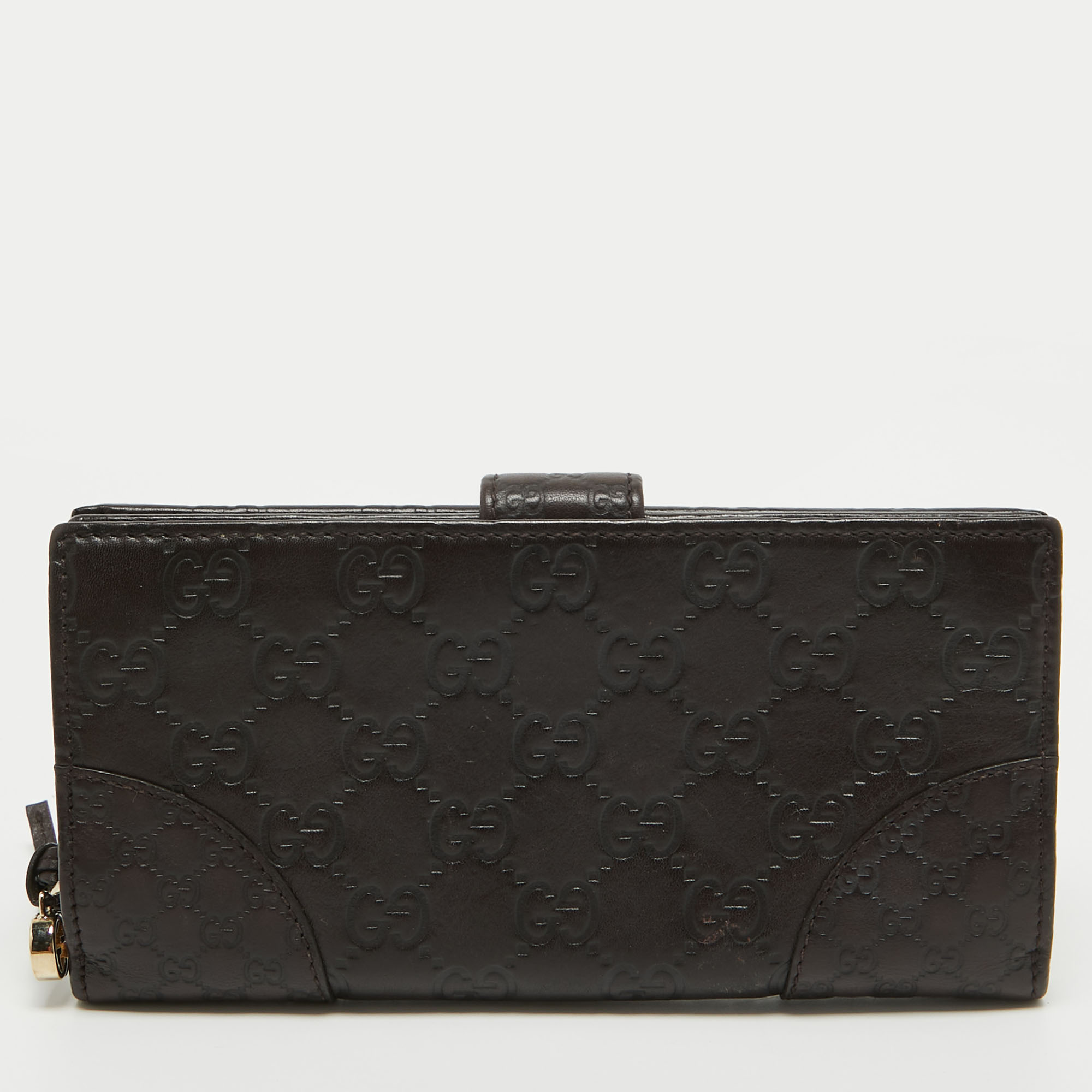 Gucci Choco Brown Guccissima Leather Bree Continental Wallet