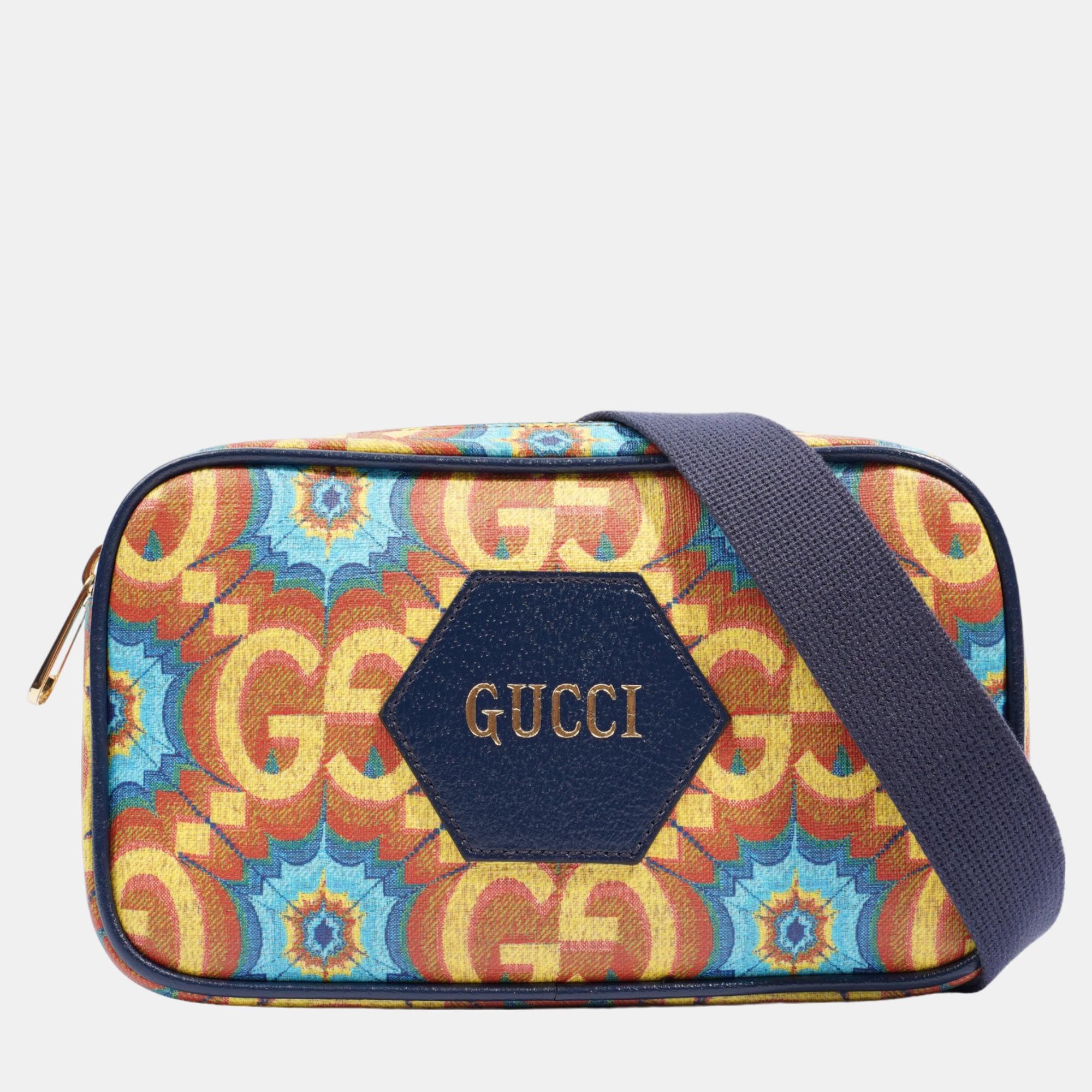 Gucci kaleidoscope 100 belt bag blue / orange / yellow canvas