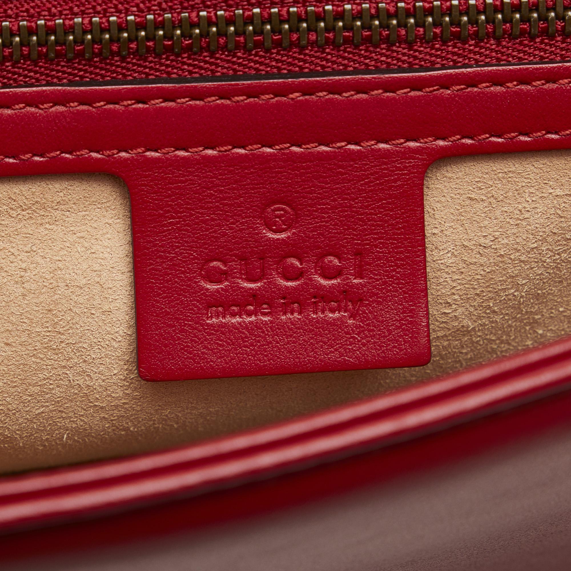 Gucci Red GG Marmont Leather Satchel