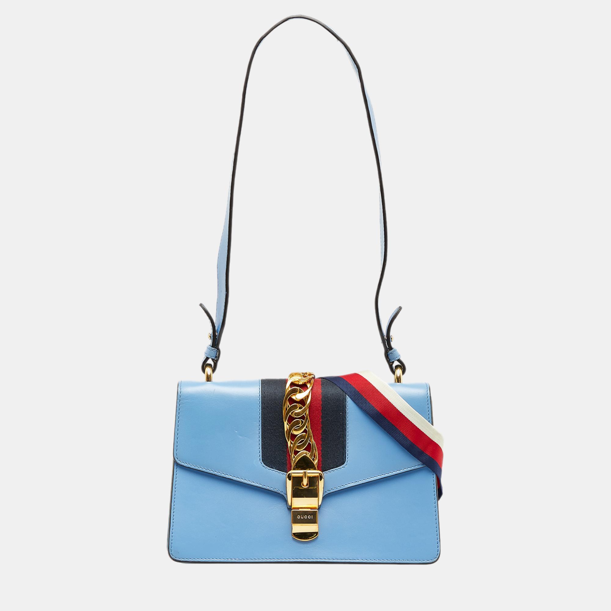 Gucci blue small sylvie shoulder bag