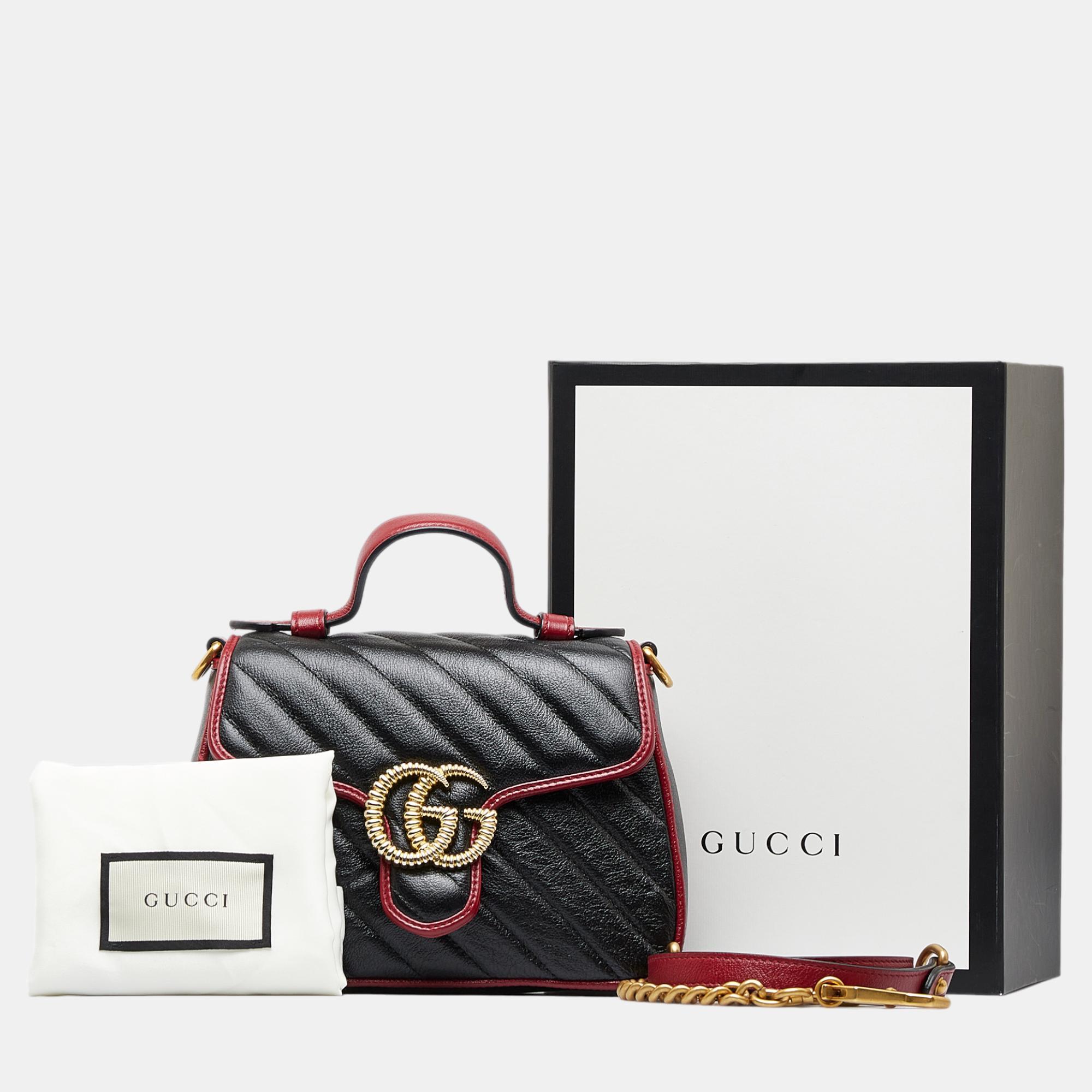 Gucci Black/Red GG Marmont Torchon Satchel