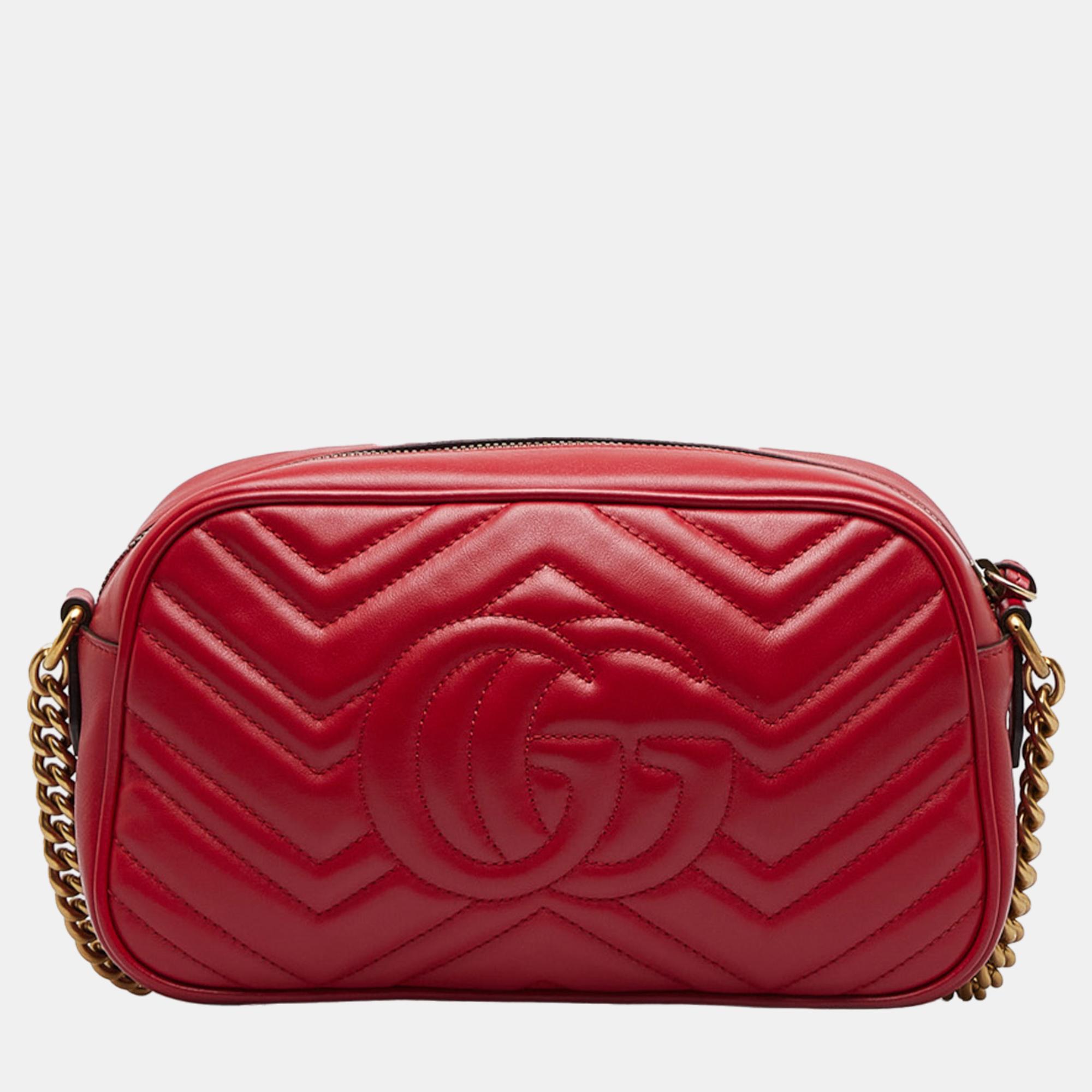 Gucci Red GG Marmont Matelasse Crossbody Bag